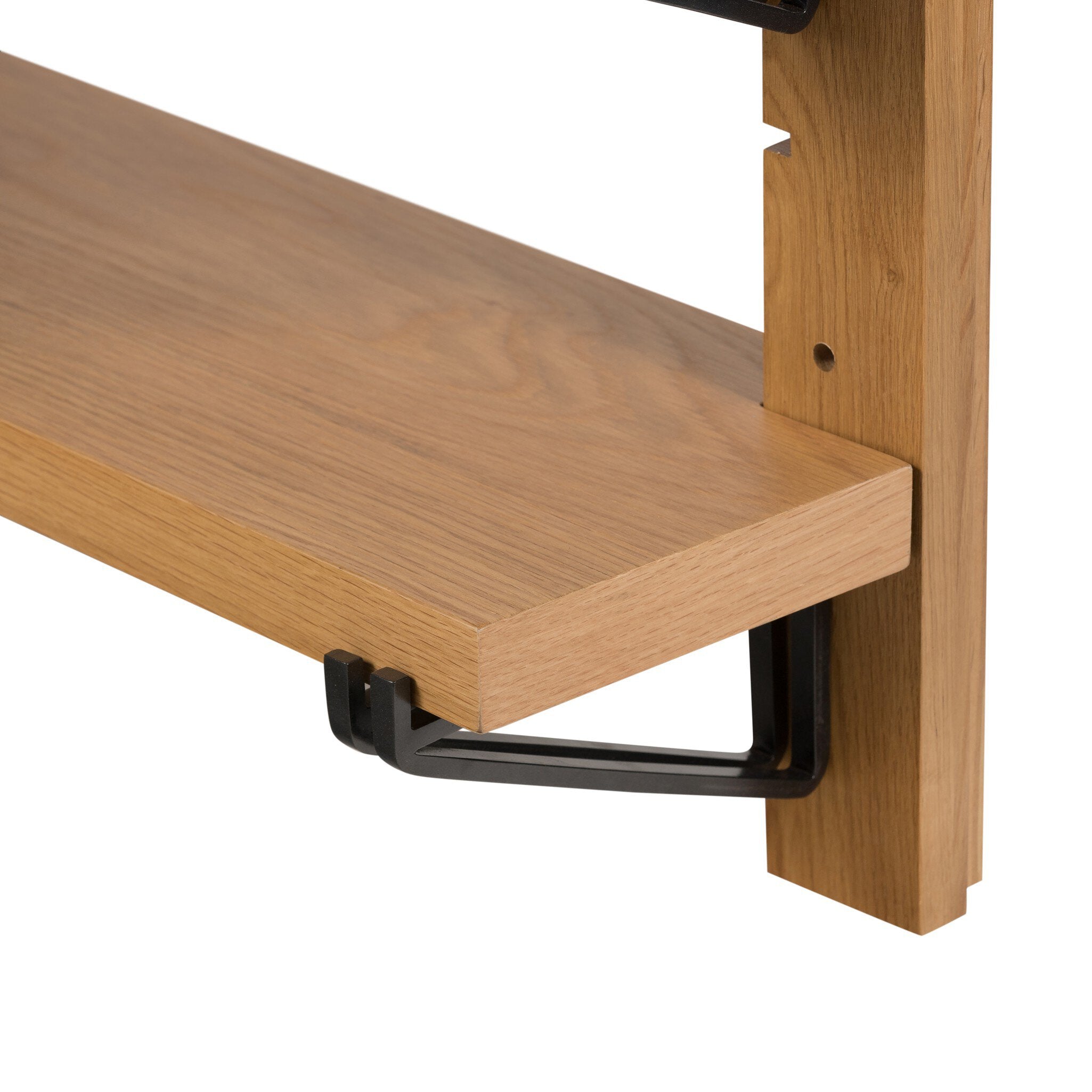 Four Hands Pivott Shelf — Natural Oak Veneer-Dark Iron-Natural Oak