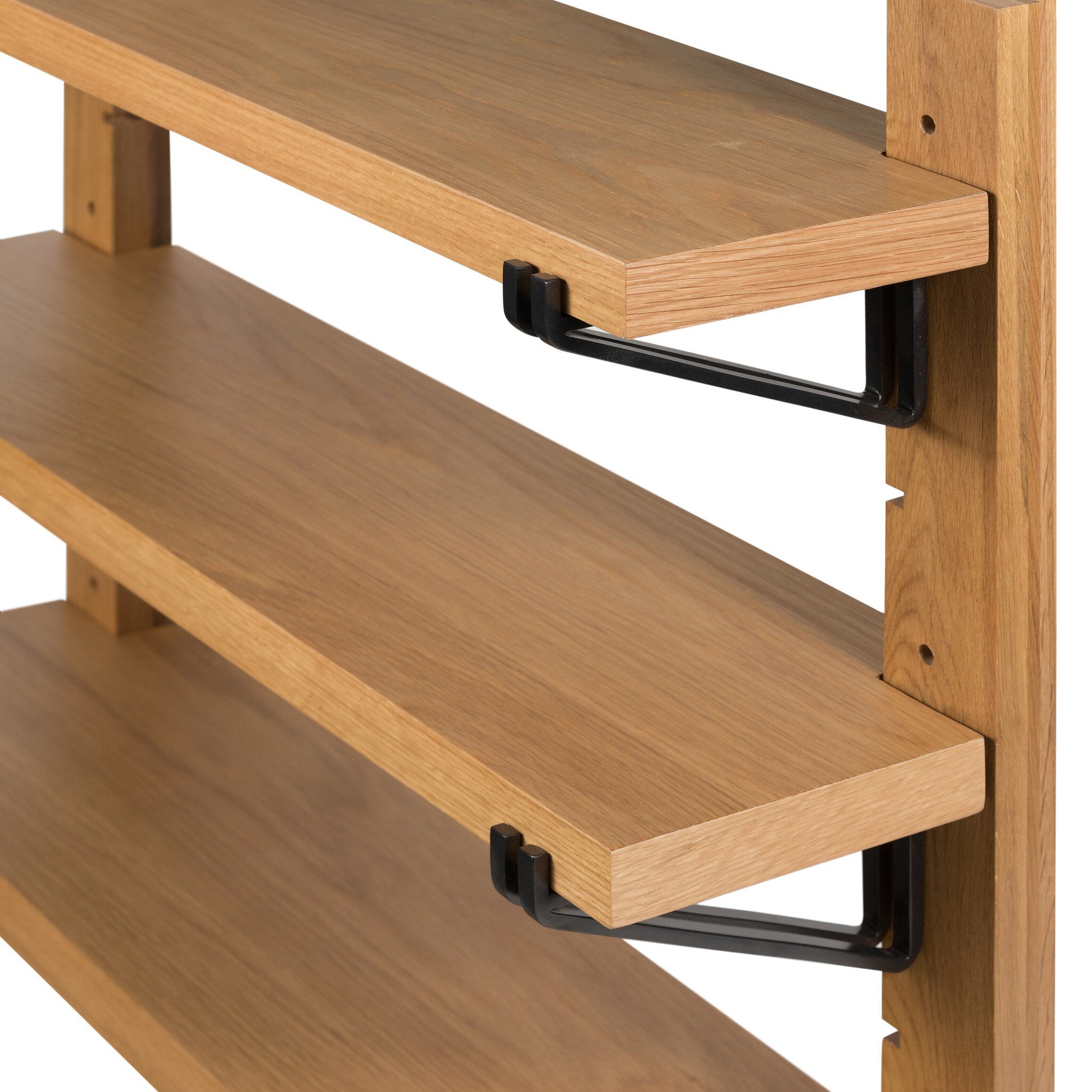 Four Hands Pivott Shelf — Natural Oak Veneer-Dark Iron-Natural Oak