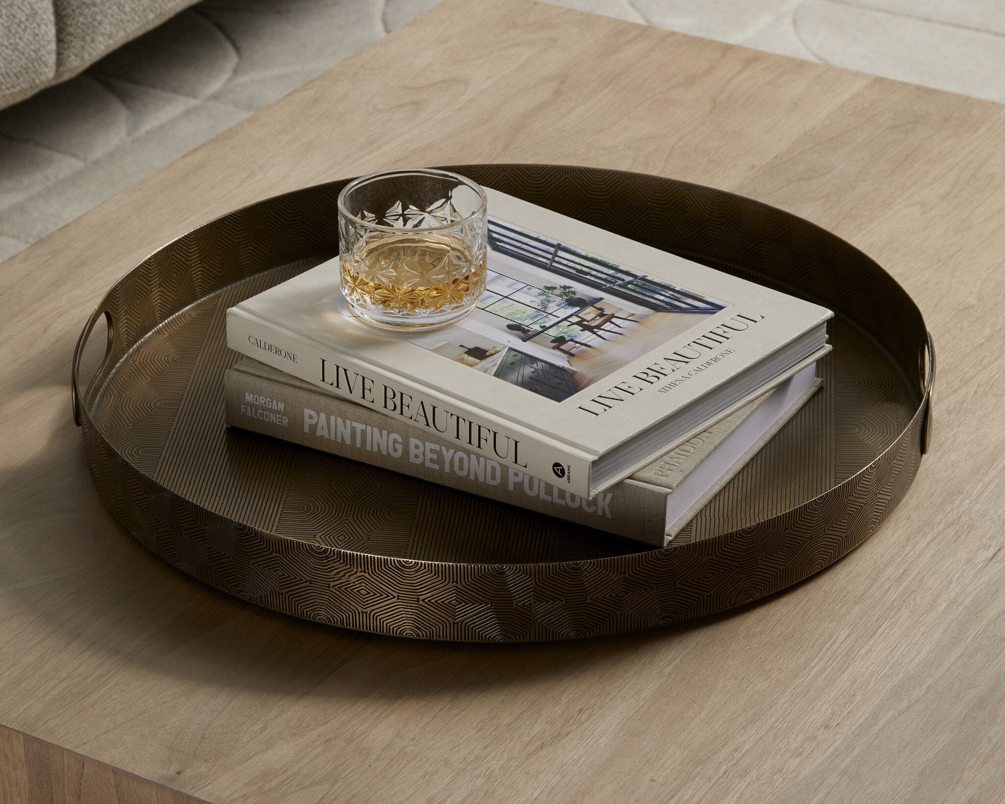 Four Hands Etched Tray — Etched Brass