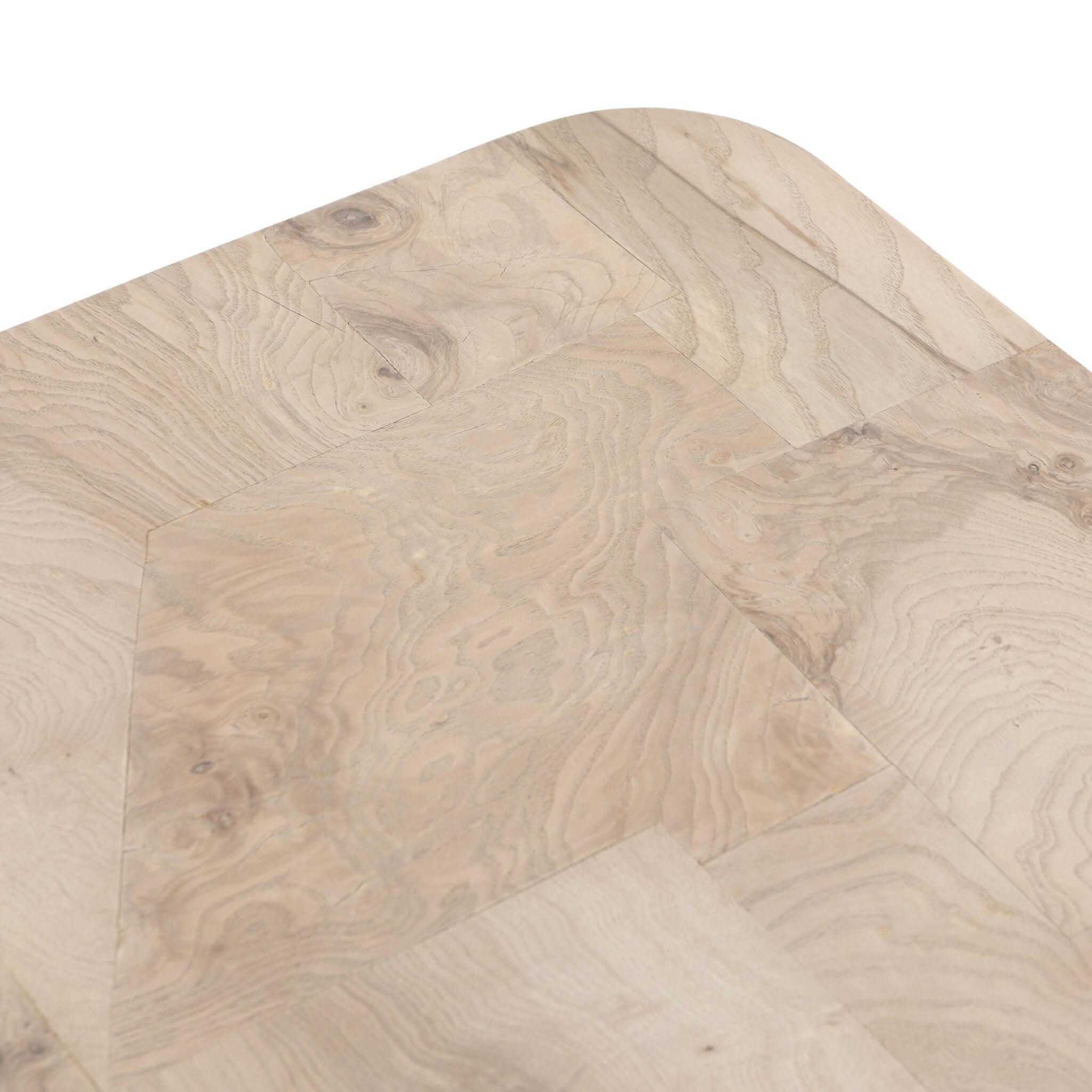 Four Hands Blanco End Table — Bleached Burl-White Mahogany