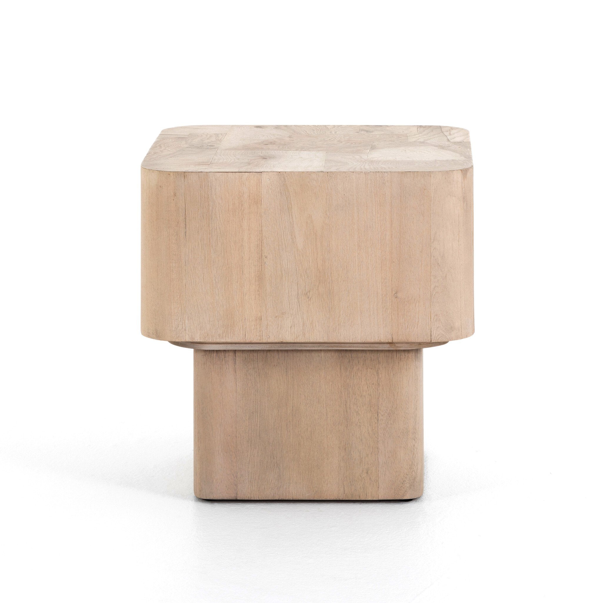 Four Hands Blanco End Table — Bleached Burl-White Mahogany