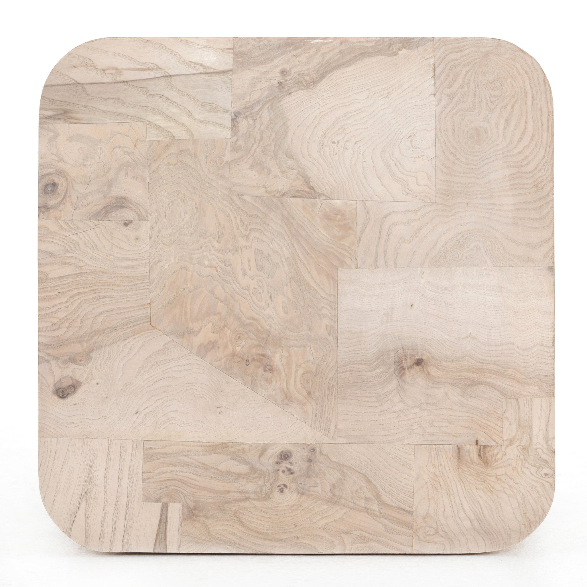 Four Hands Blanco End Table — Bleached Burl-White Mahogany