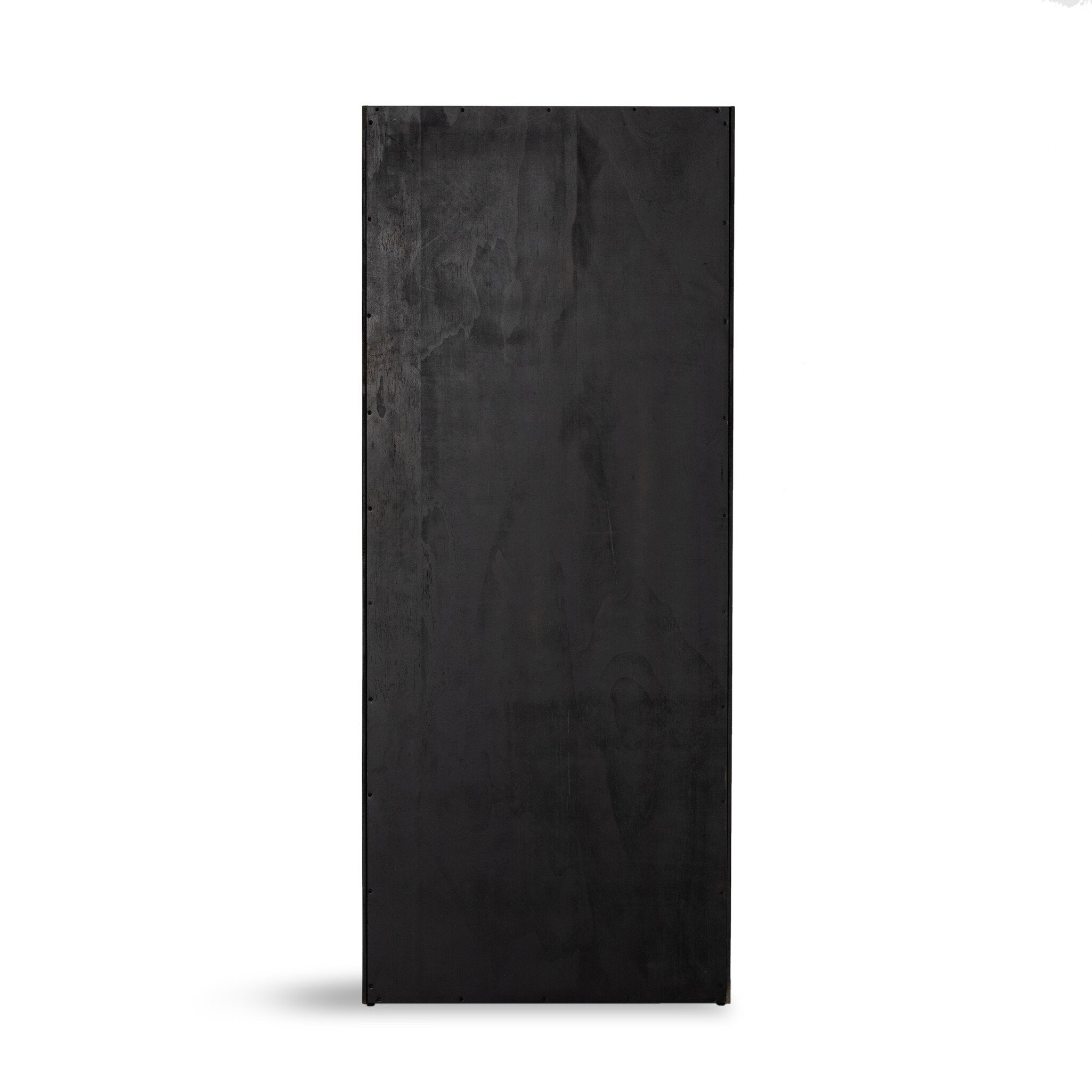 Four Hands Higgs Bookcase — Brushed Ebony Oak Veneer-Brushed Ebony Oak-Light Natural Cane
