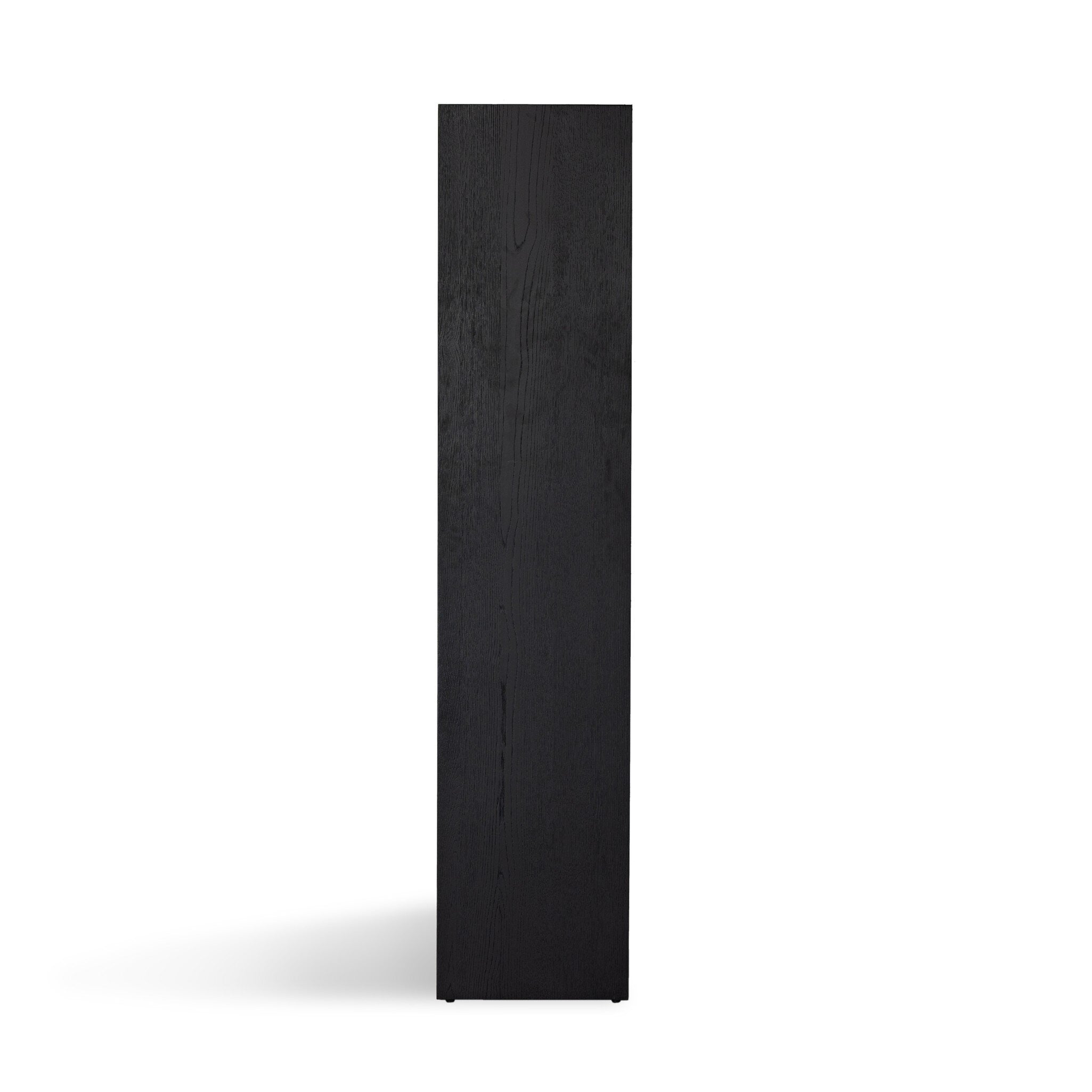 Four Hands Higgs Bookcase — Brushed Ebony Oak Veneer-Brushed Ebony Oak-Light Natural Cane