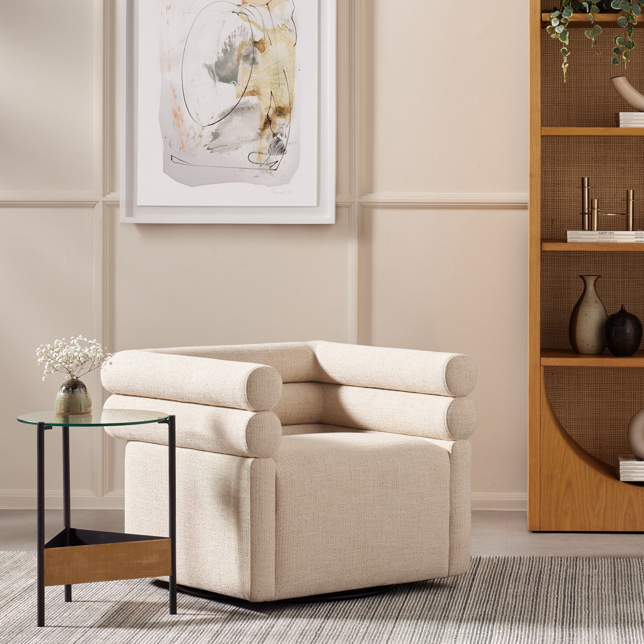 Four Hands Evie Swivel Chair — Hampton Cream