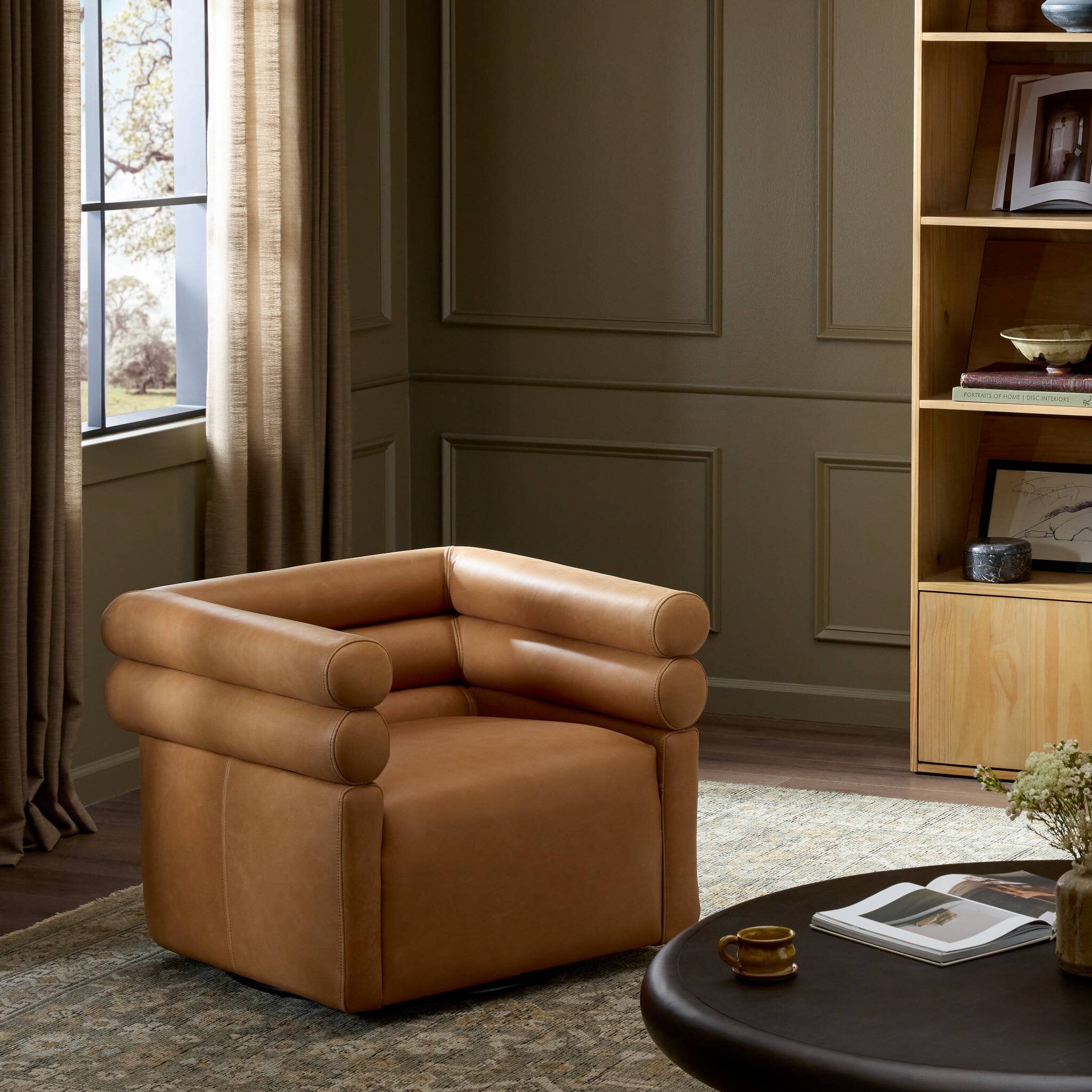 Four Hands Evie Swivel Chair — Palermo Cognac