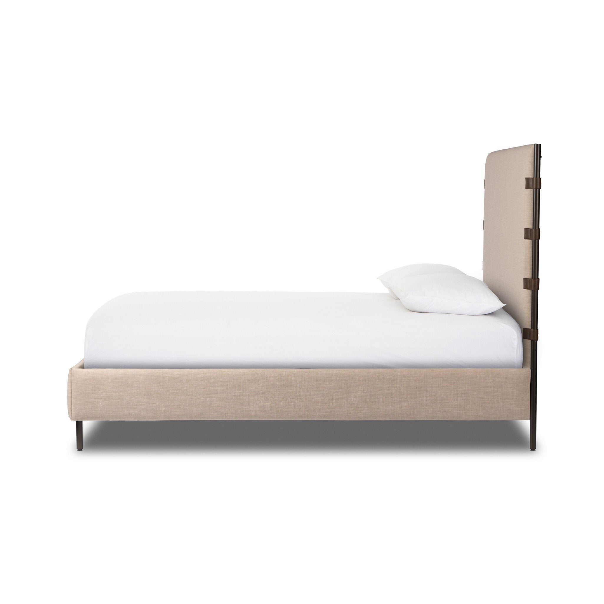 Four Hands Anderson Bed — Palm Ecru-Distressed Brown-Waxed Black (PC)-Queen