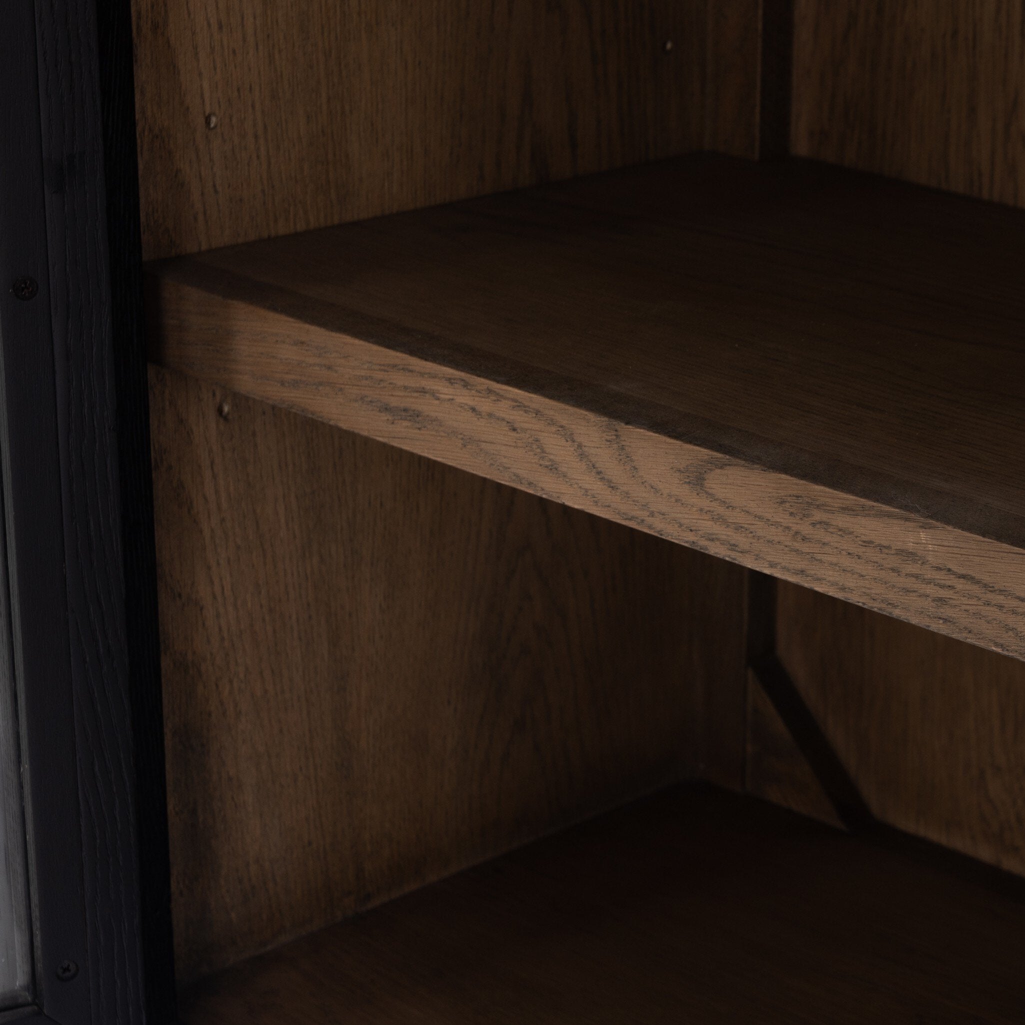 Four Hands Tolle Cabinet — Drifted Matte Black-Drifted Oak Solid-Worn Brass