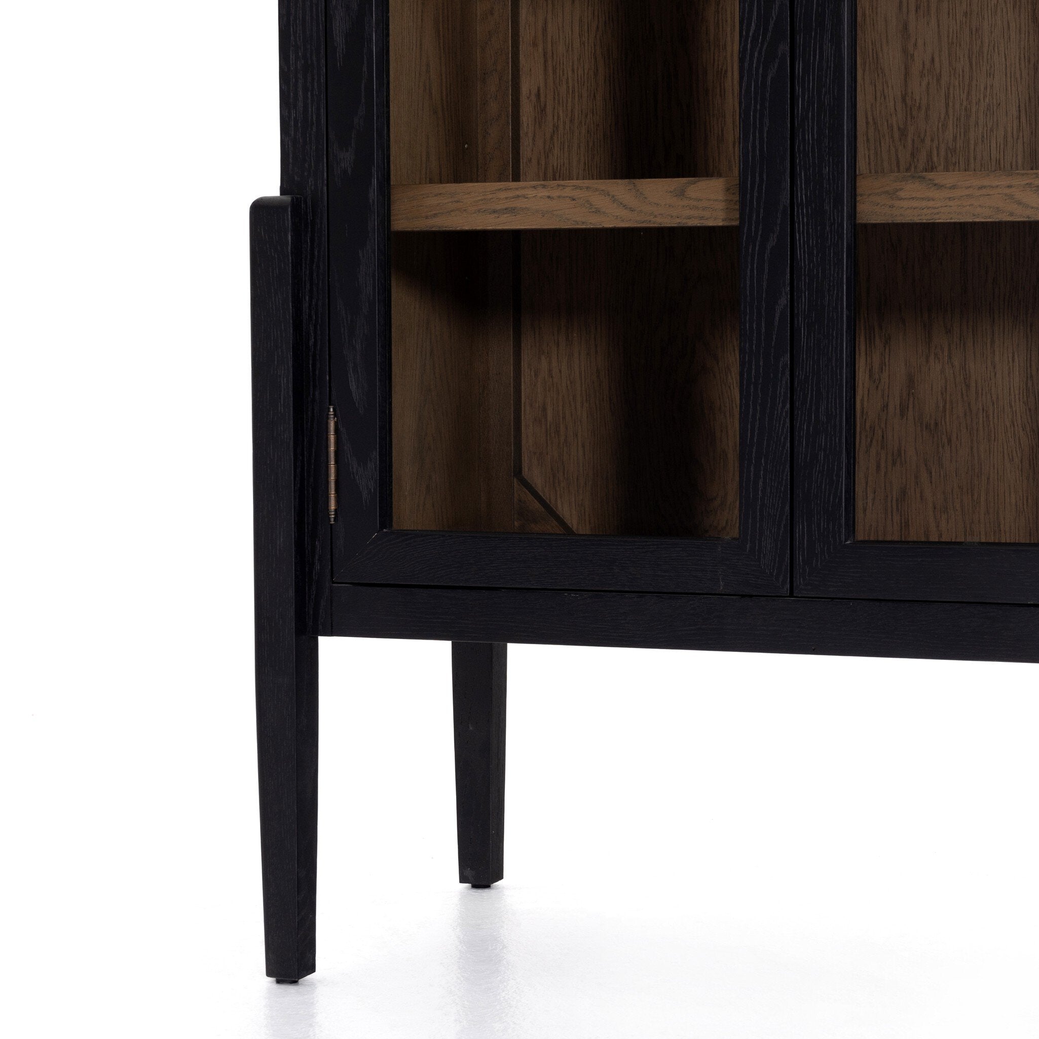 Four Hands Tolle Cabinet — Drifted Matte Black-Drifted Oak Solid-Worn Brass