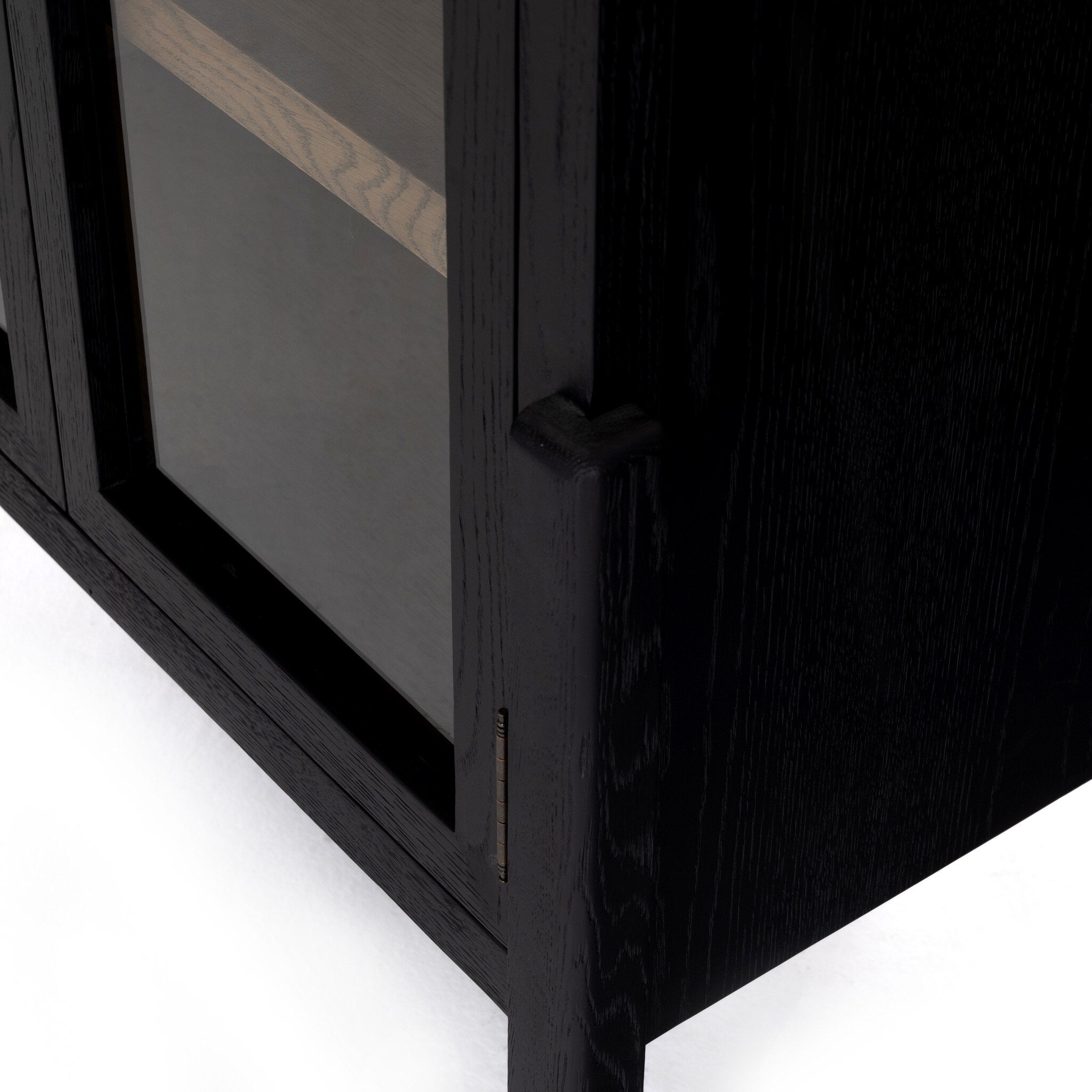 Four Hands Tolle Cabinet — Drifted Matte Black-Drifted Oak Solid-Worn Brass