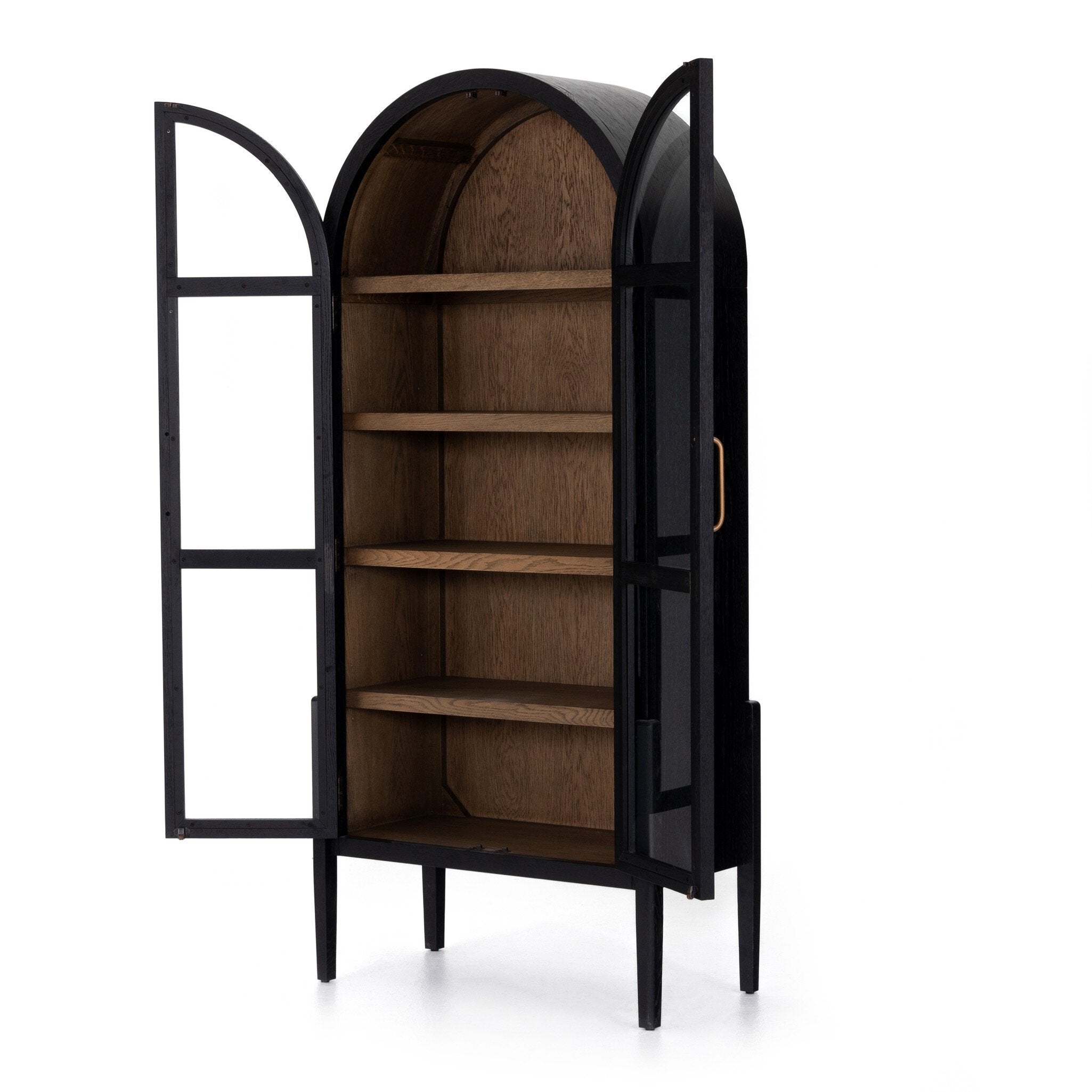 Four Hands Tolle Cabinet — Drifted Matte Black-Drifted Oak Solid-Worn Brass