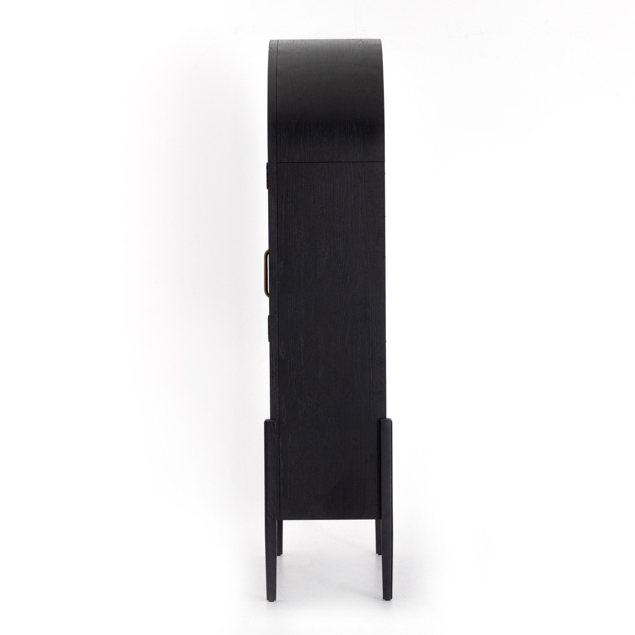 Four Hands Tolle Cabinet — Drifted Matte Black-Drifted Oak Solid-Worn Brass