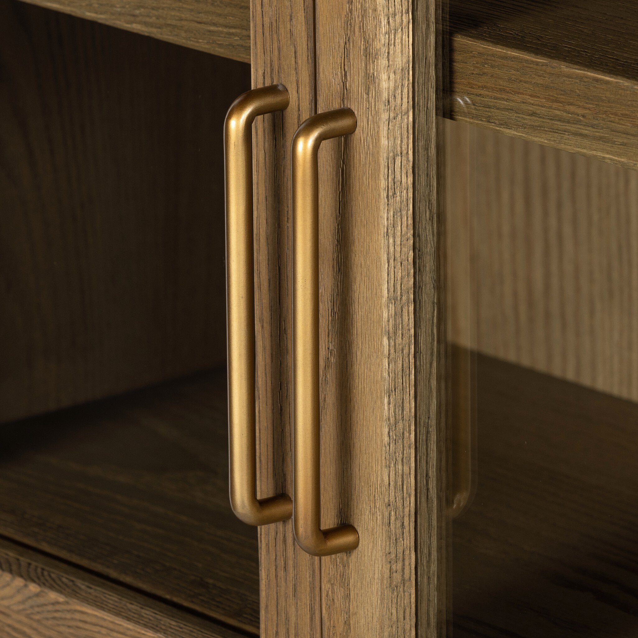 Four Hands Tolle Cabinet — Worn Brass-Drifted Oak Solid-Drifted Oak Veneer