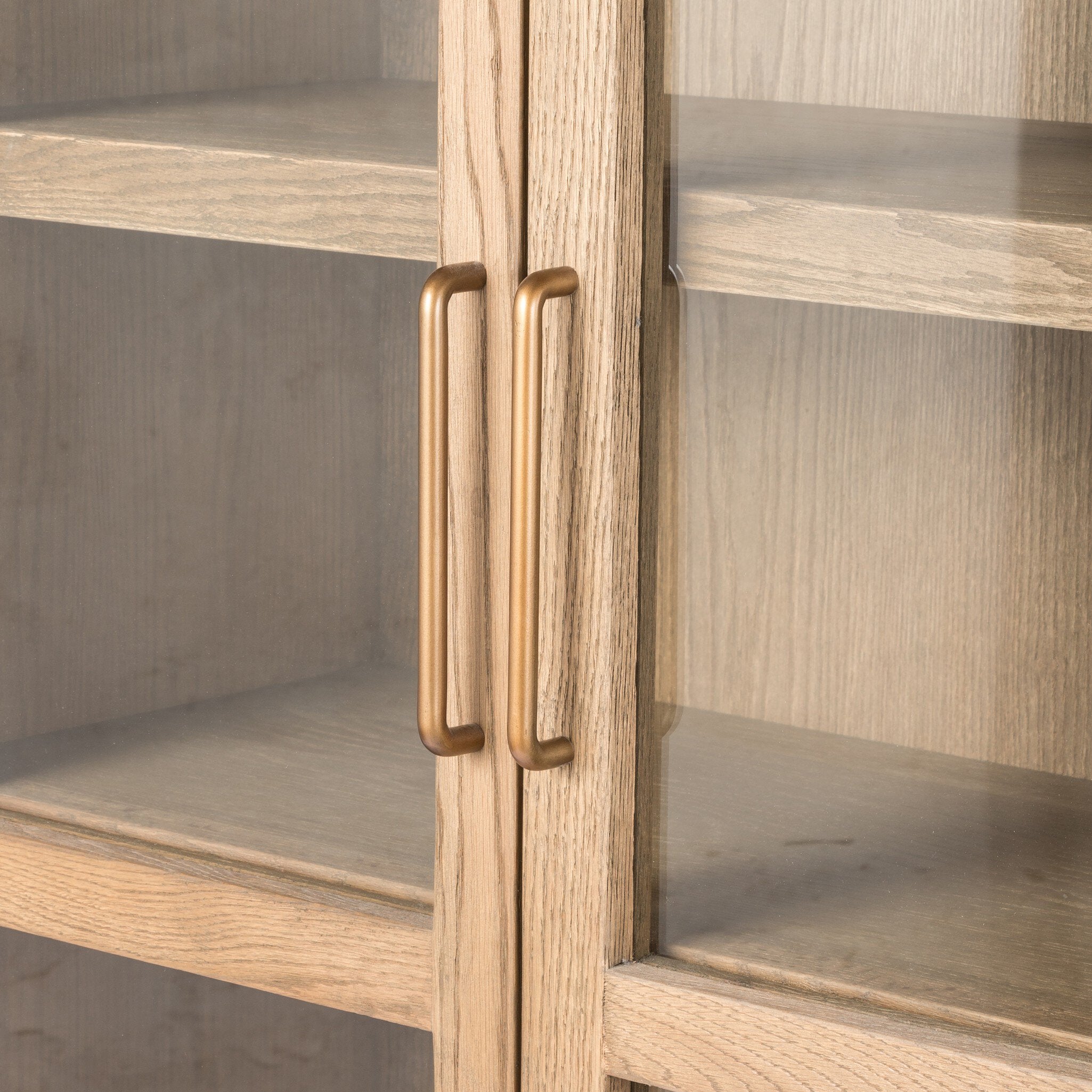 Four Hands Tolle Cabinet — Worn Brass-Drifted Oak Solid-Drifted Oak Veneer