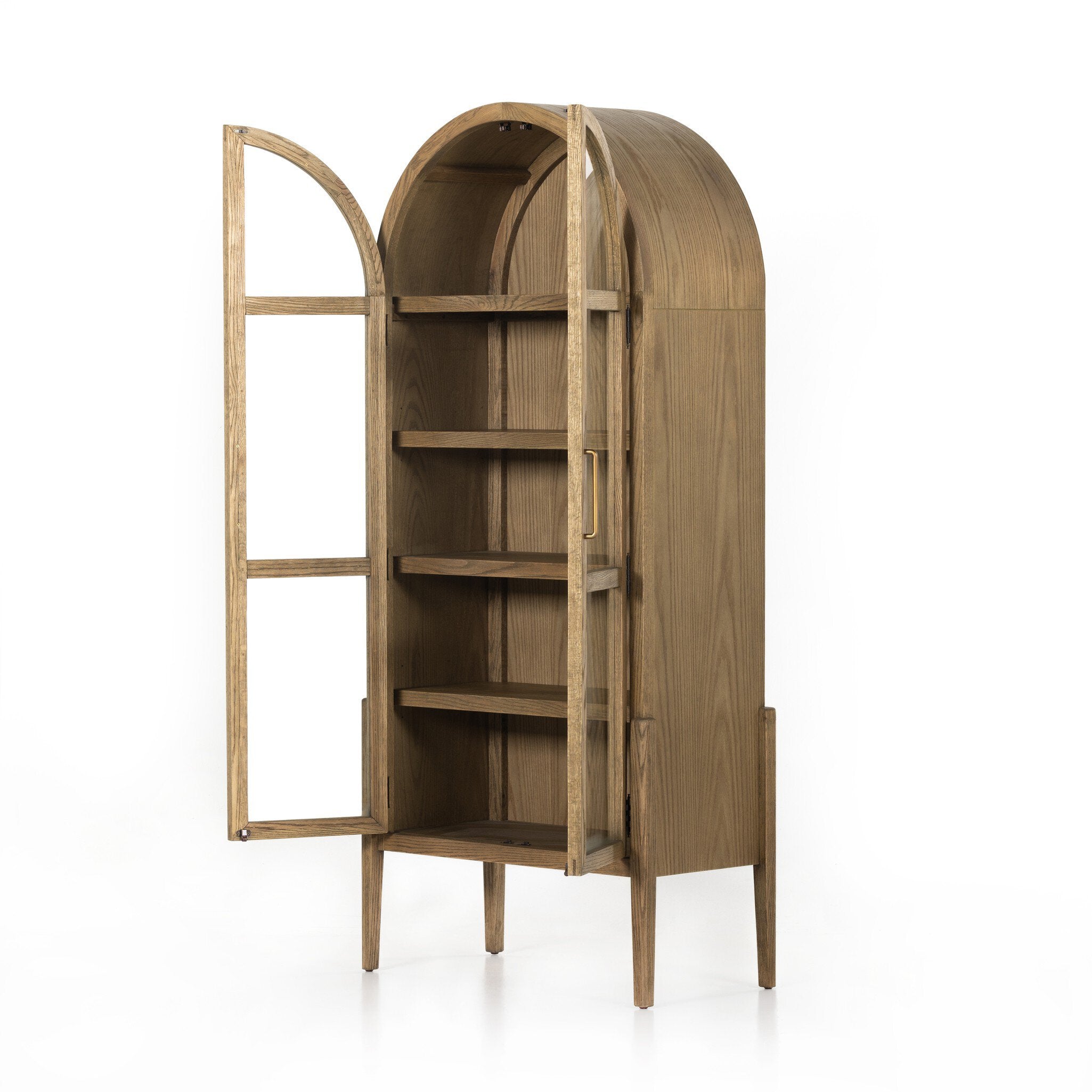 Four Hands Tolle Cabinet — Worn Brass-Drifted Oak Solid-Drifted Oak Veneer