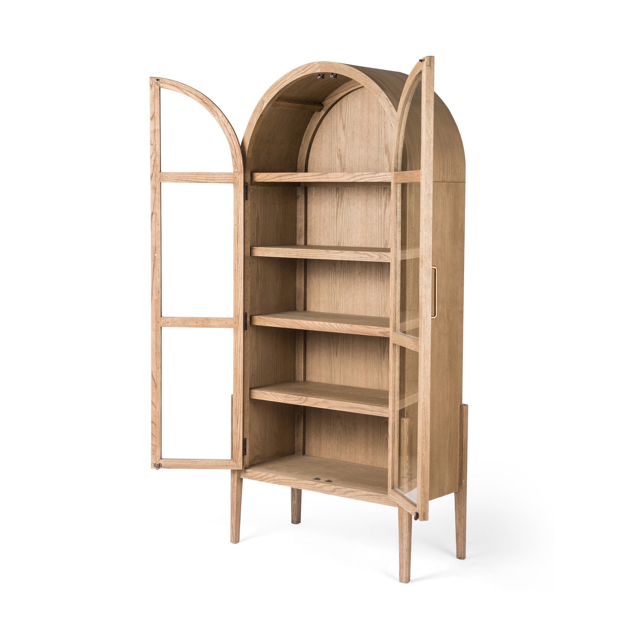 Four Hands Tolle Cabinet — Worn Brass-Drifted Oak Solid-Drifted Oak Veneer