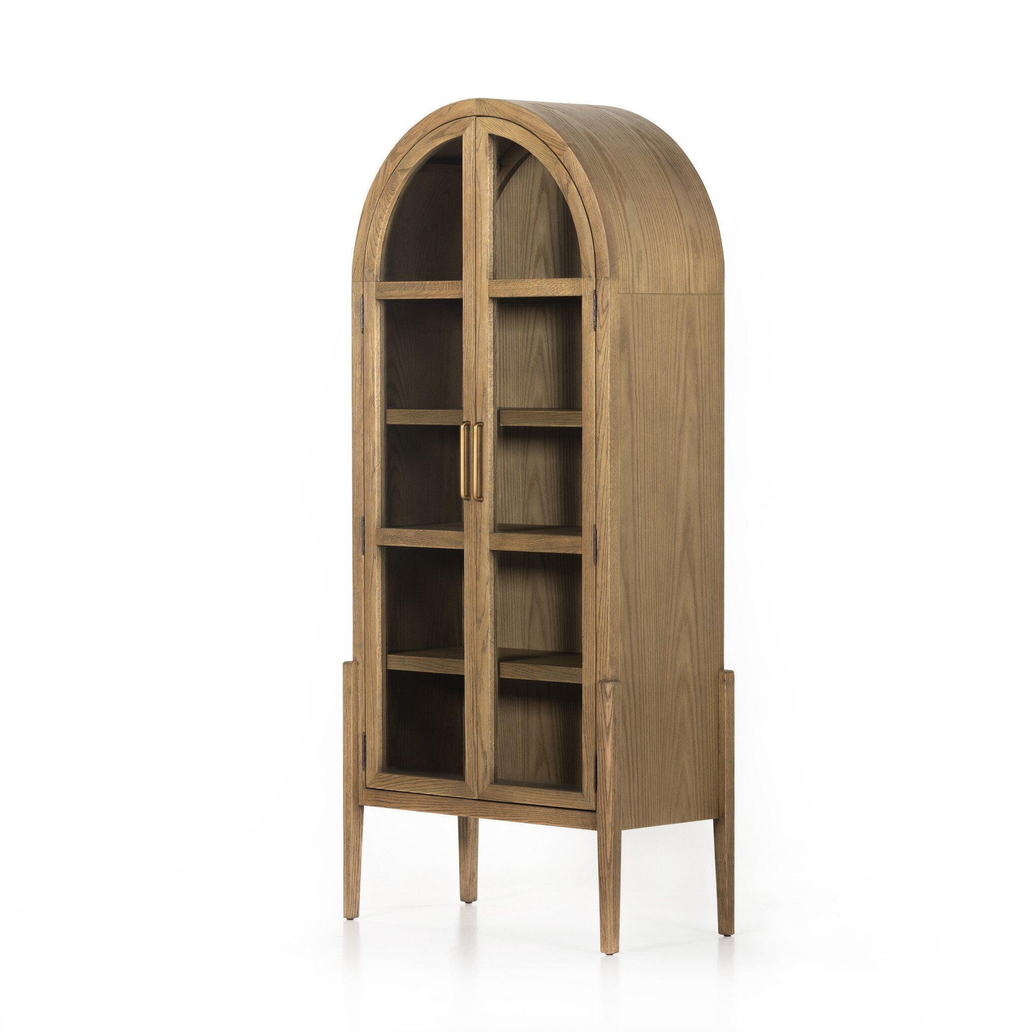 Four Hands Tolle Cabinet — Worn Brass-Drifted Oak Solid-Drifted Oak Veneer