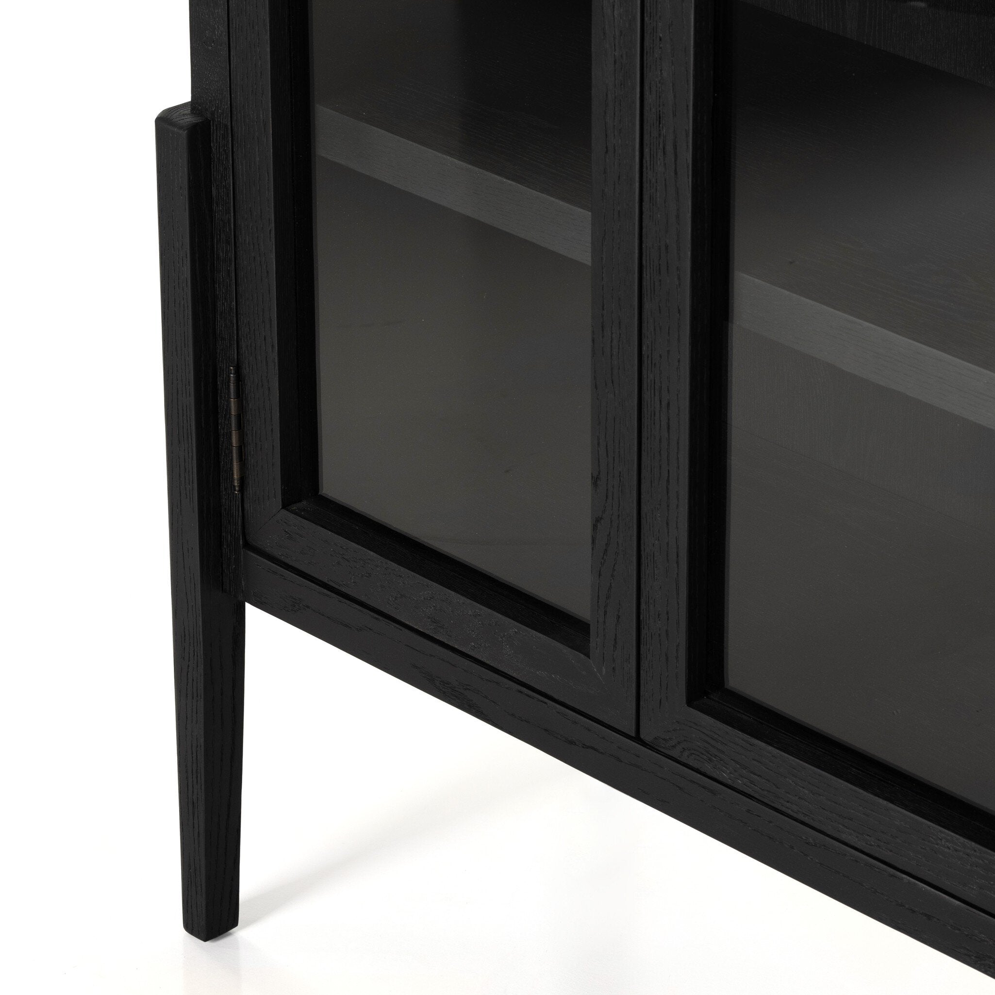 Four Hands Tolle Cabinet — Drifted Matte Black-Drifted Matte Black Veneer-Antique Brass