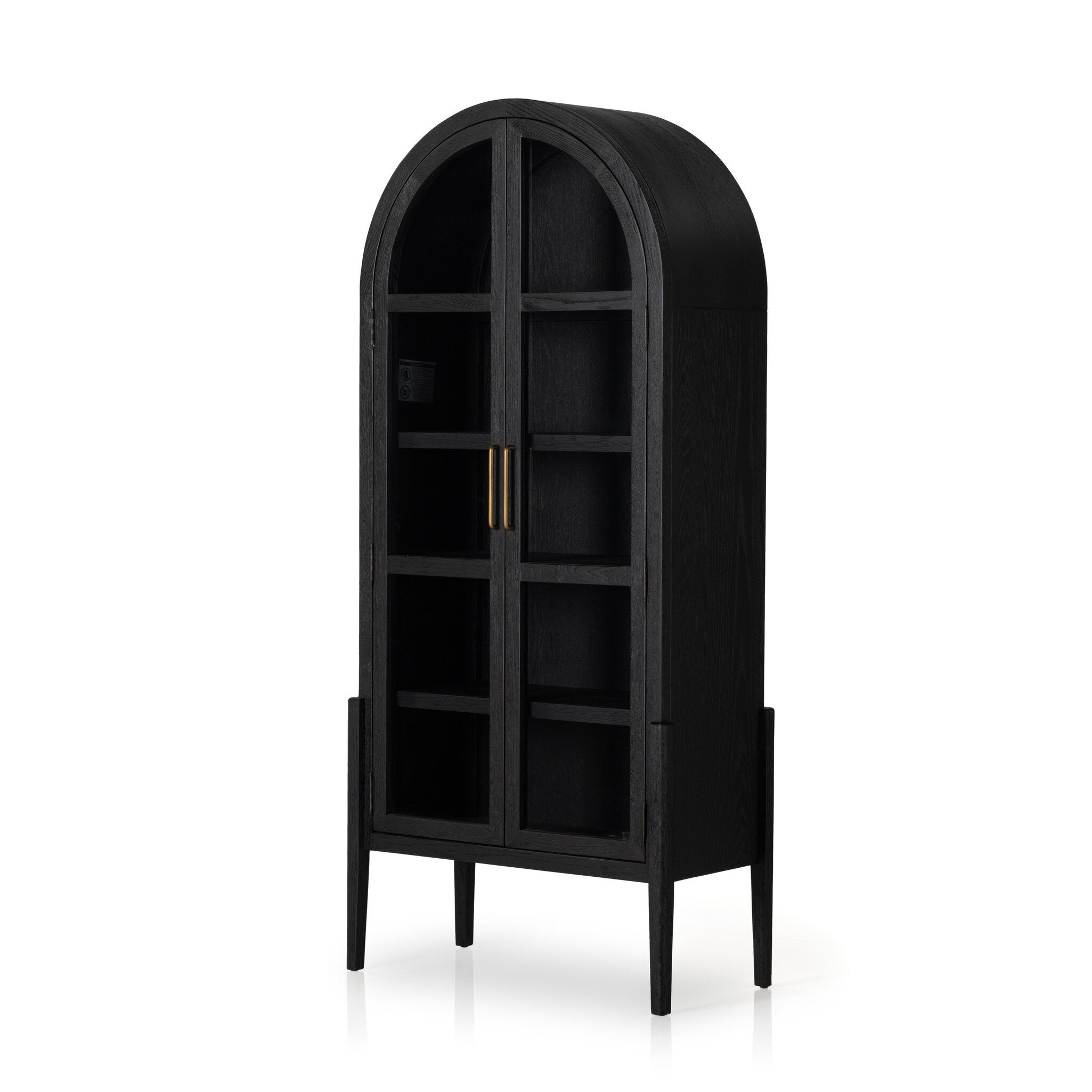 Four Hands Tolle Cabinet — Drifted Matte Black-Drifted Matte Black Veneer-Antique Brass