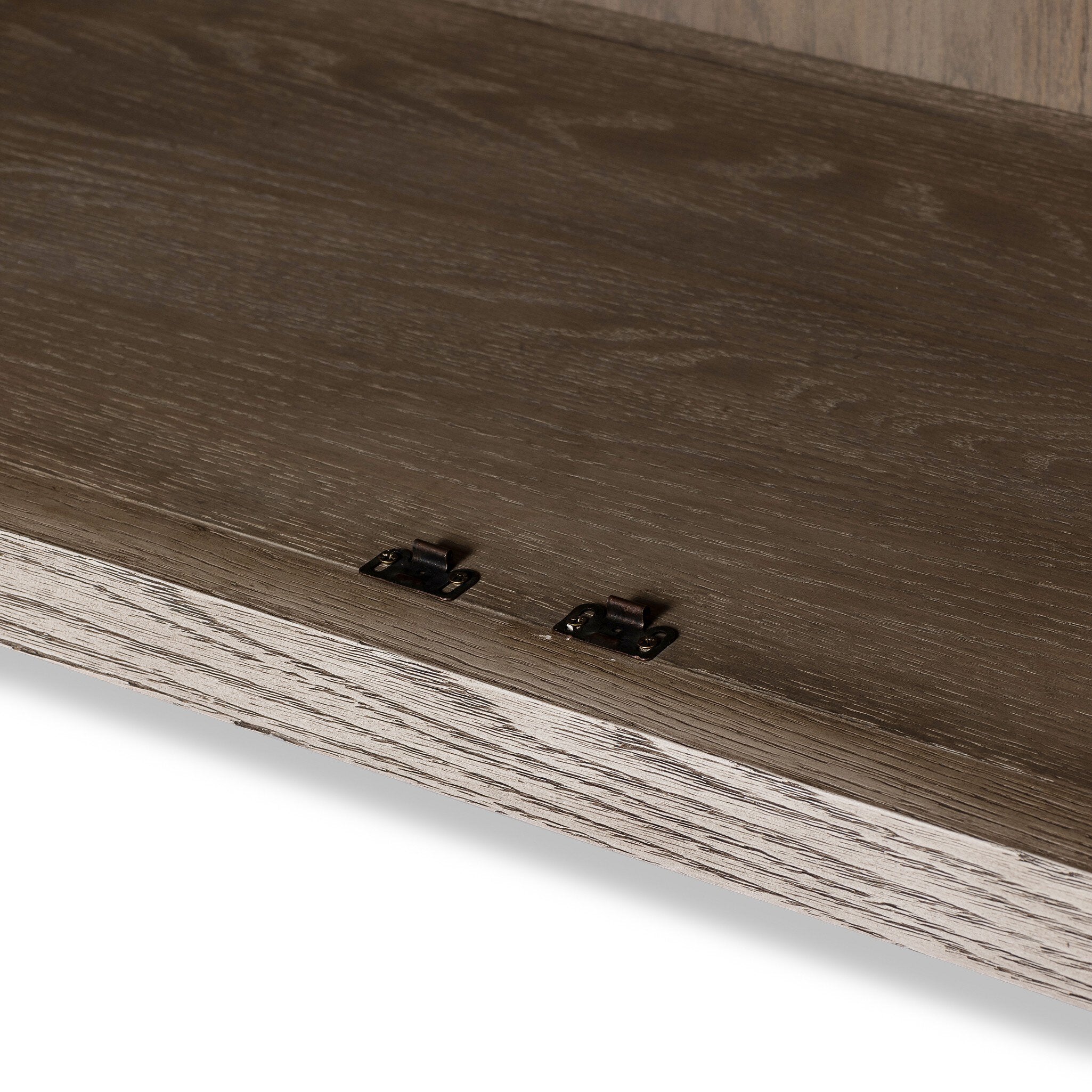 Four Hands Tolle Cabinet — Rustic White Solid-Warm Natural Oak Veneer-Antique Brass