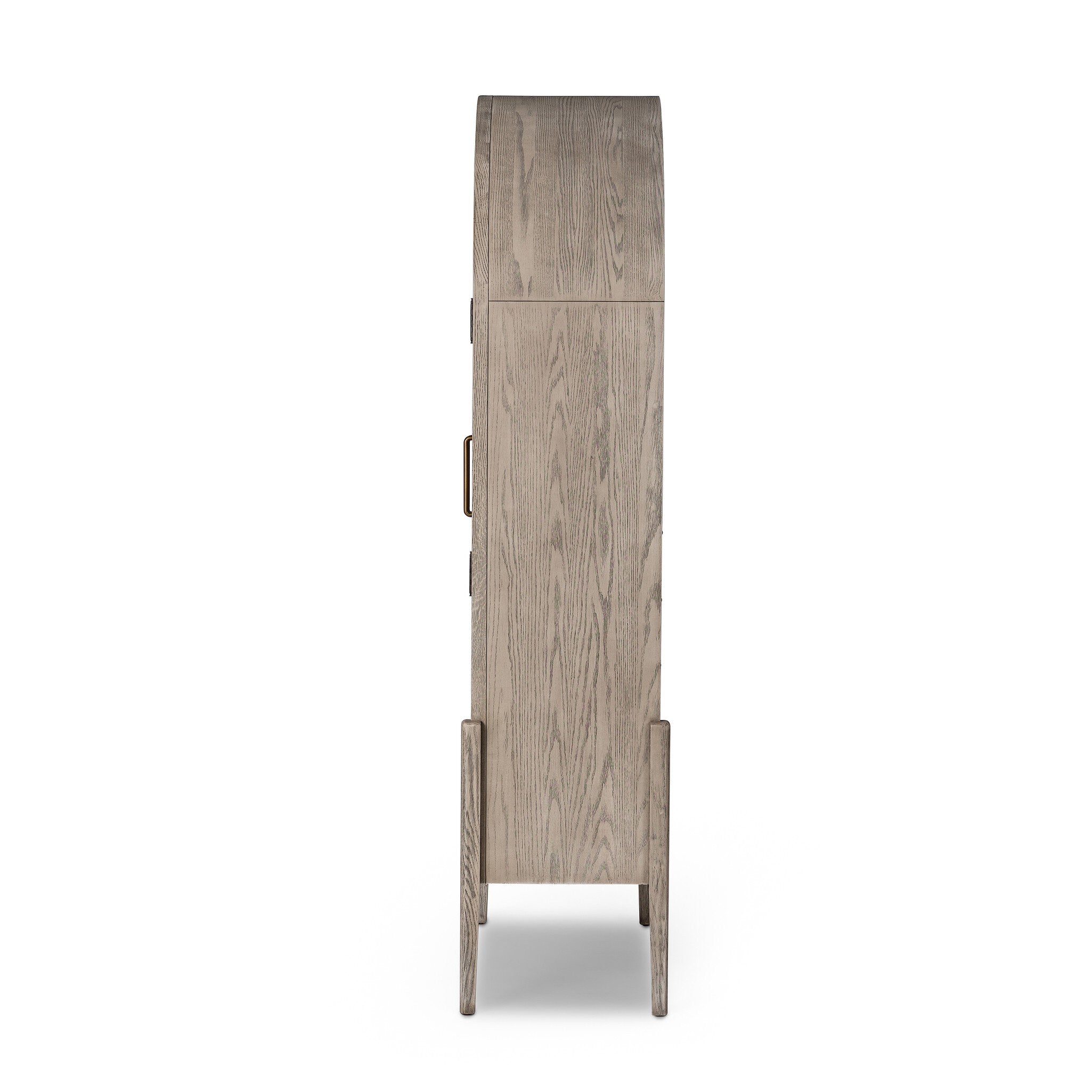 Four Hands Tolle Cabinet — Rustic White Solid-Warm Natural Oak Veneer-Antique Brass