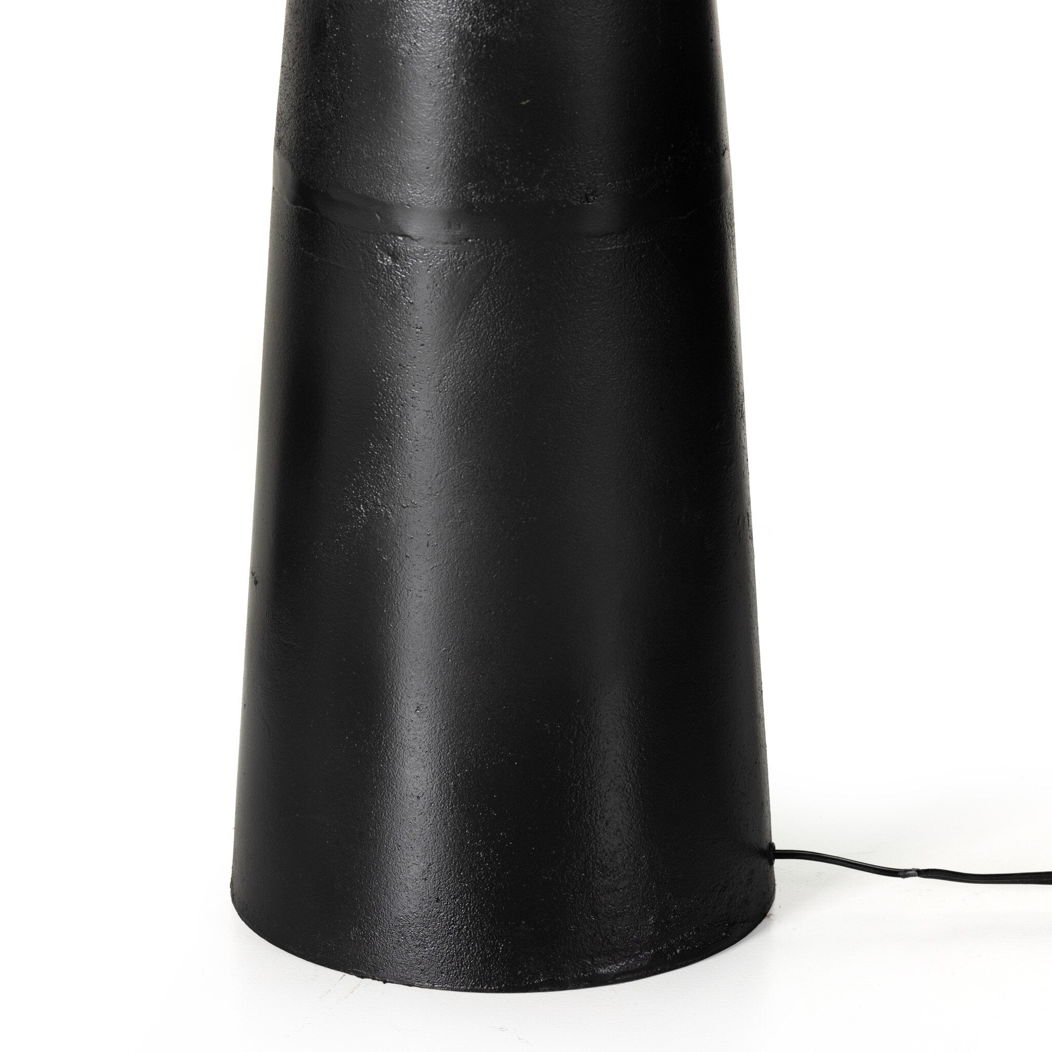 Four Hands Innes Floor Lamp — Matte Black Cast Aluminum-Light Beige