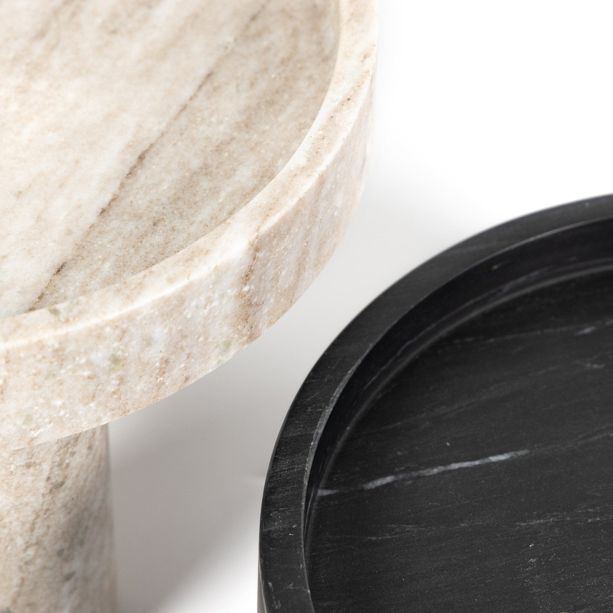 Four Hands Kanto Bowls, Set Of 2 — Black Marble-Antique White Marble