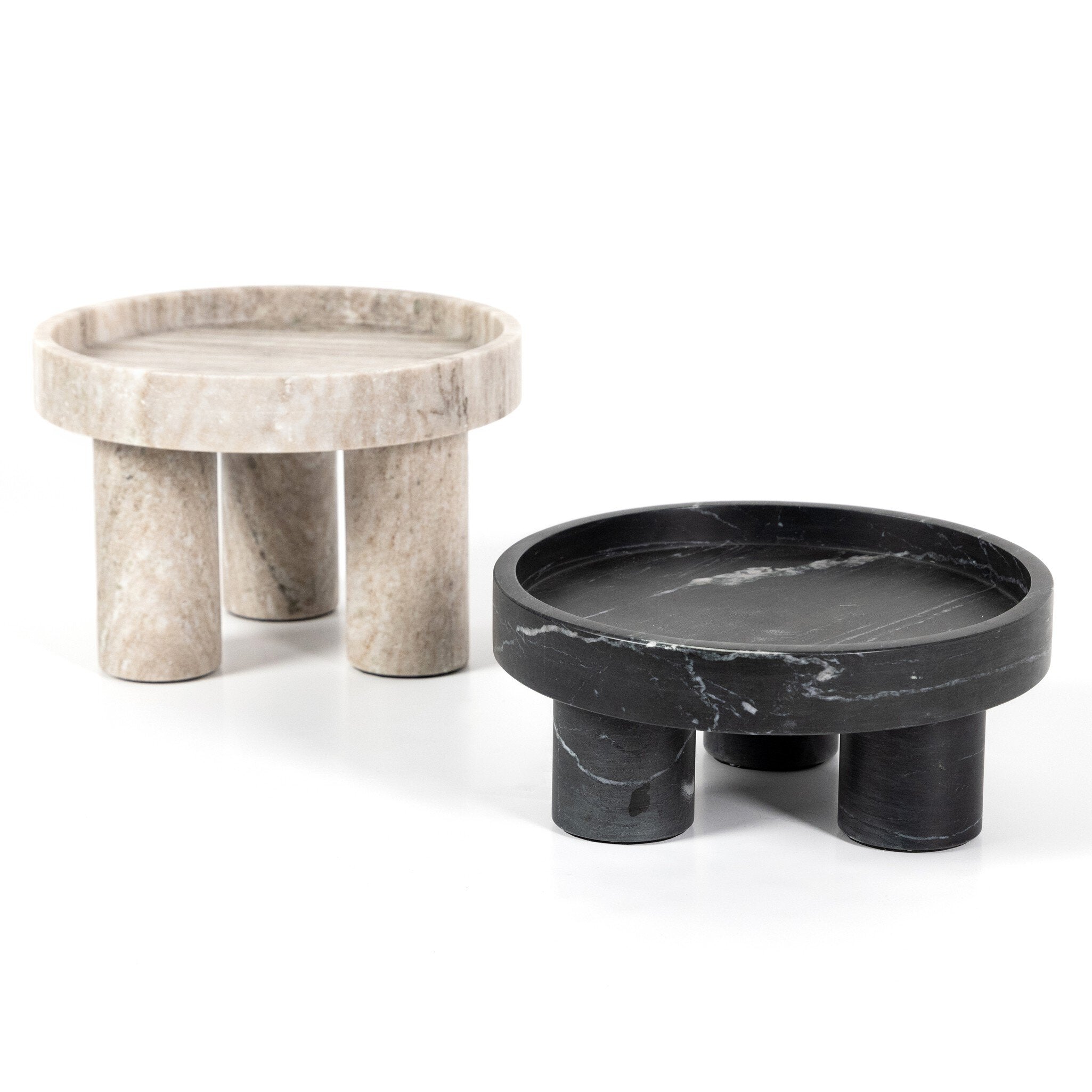 Four Hands Kanto Bowls, Set Of 2 — Black Marble-Antique White Marble