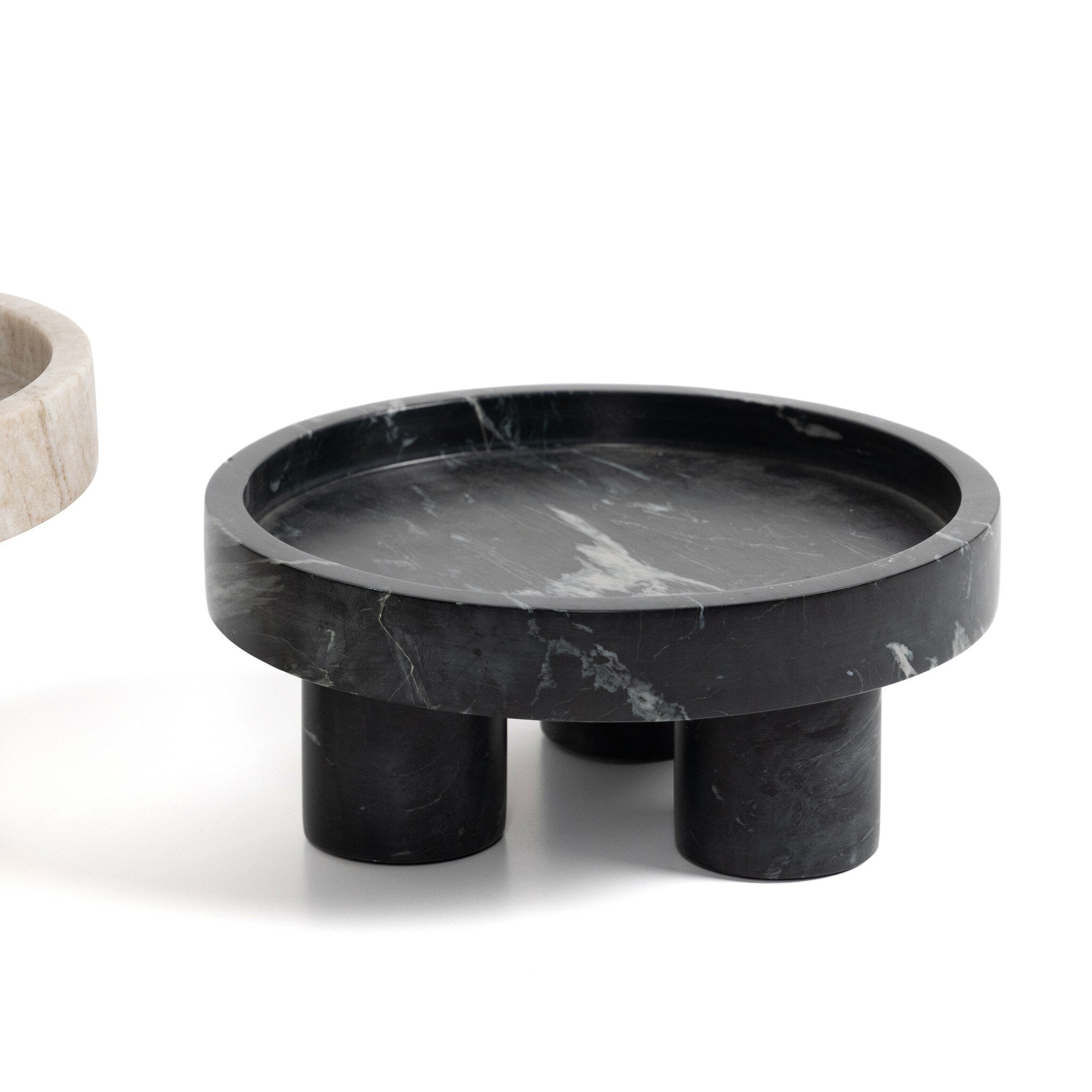 Four Hands Kanto Bowls, Set Of 2 — Black Marble-Antique White Marble
