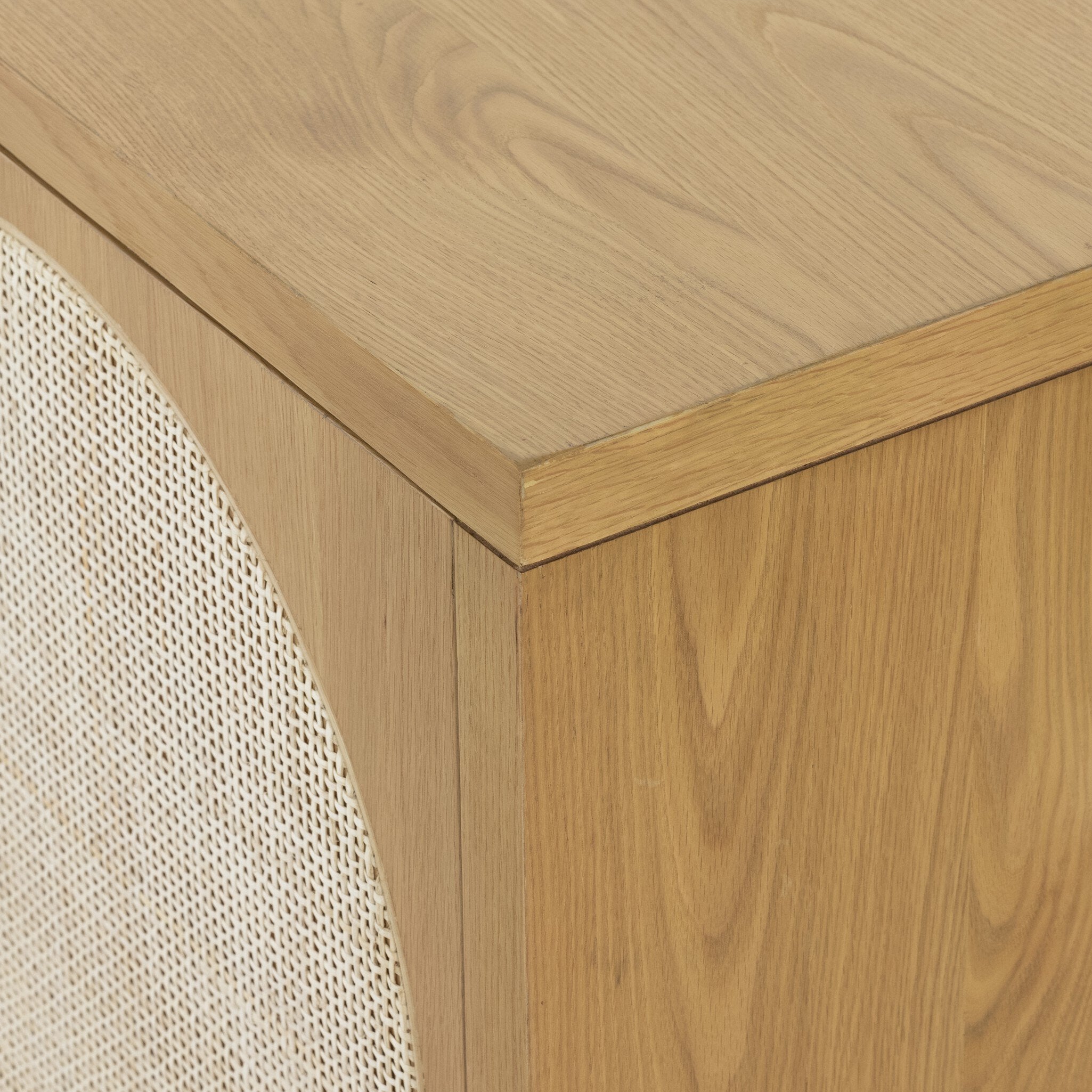 Four Hands Allegra Sideboard — Honey Oak Veneer-Honey Oak-Light Natural Cane