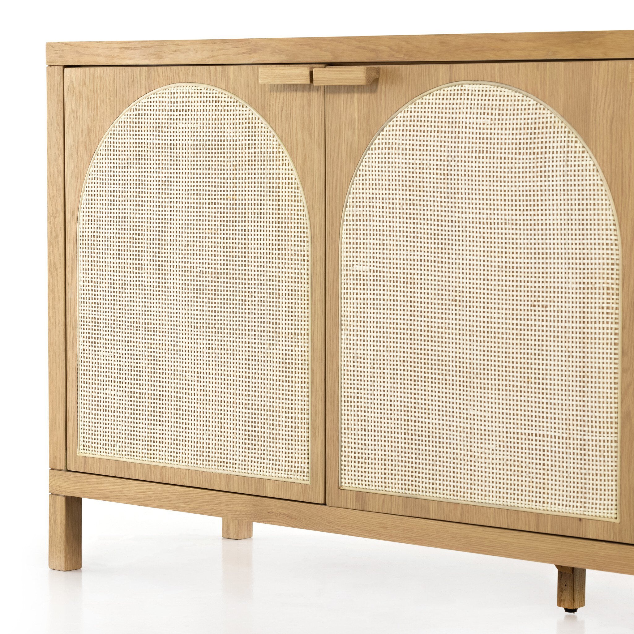 Four Hands Allegra Sideboard — Honey Oak Veneer-Honey Oak-Light Natural Cane