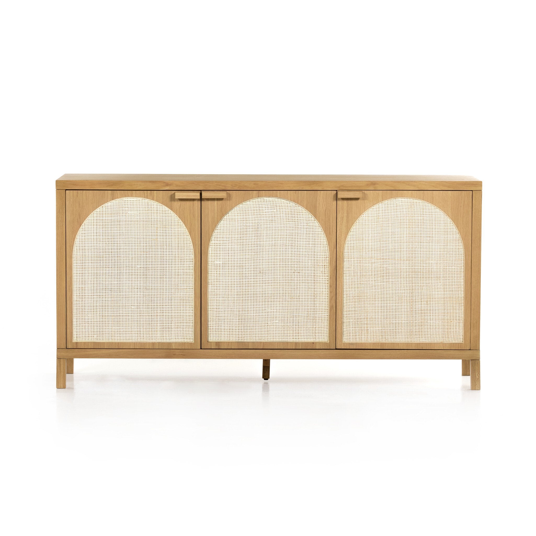 Four Hands Allegra Sideboard — Honey Oak Veneer-Honey Oak-Light Natural Cane