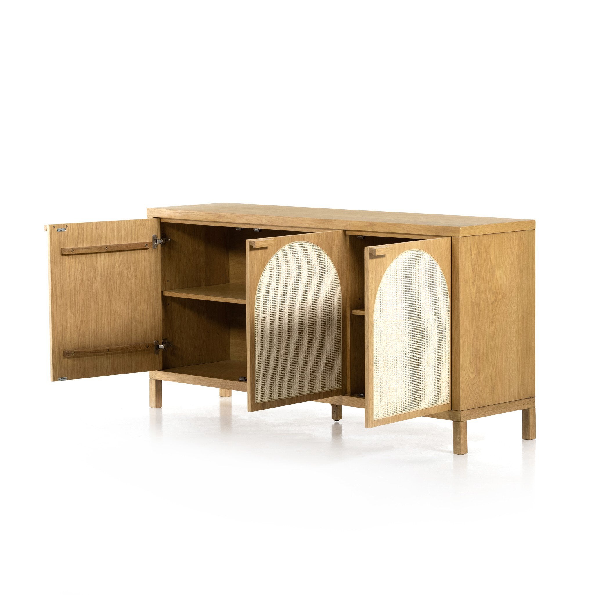 Four Hands Allegra Sideboard — Honey Oak Veneer-Honey Oak-Light Natural Cane