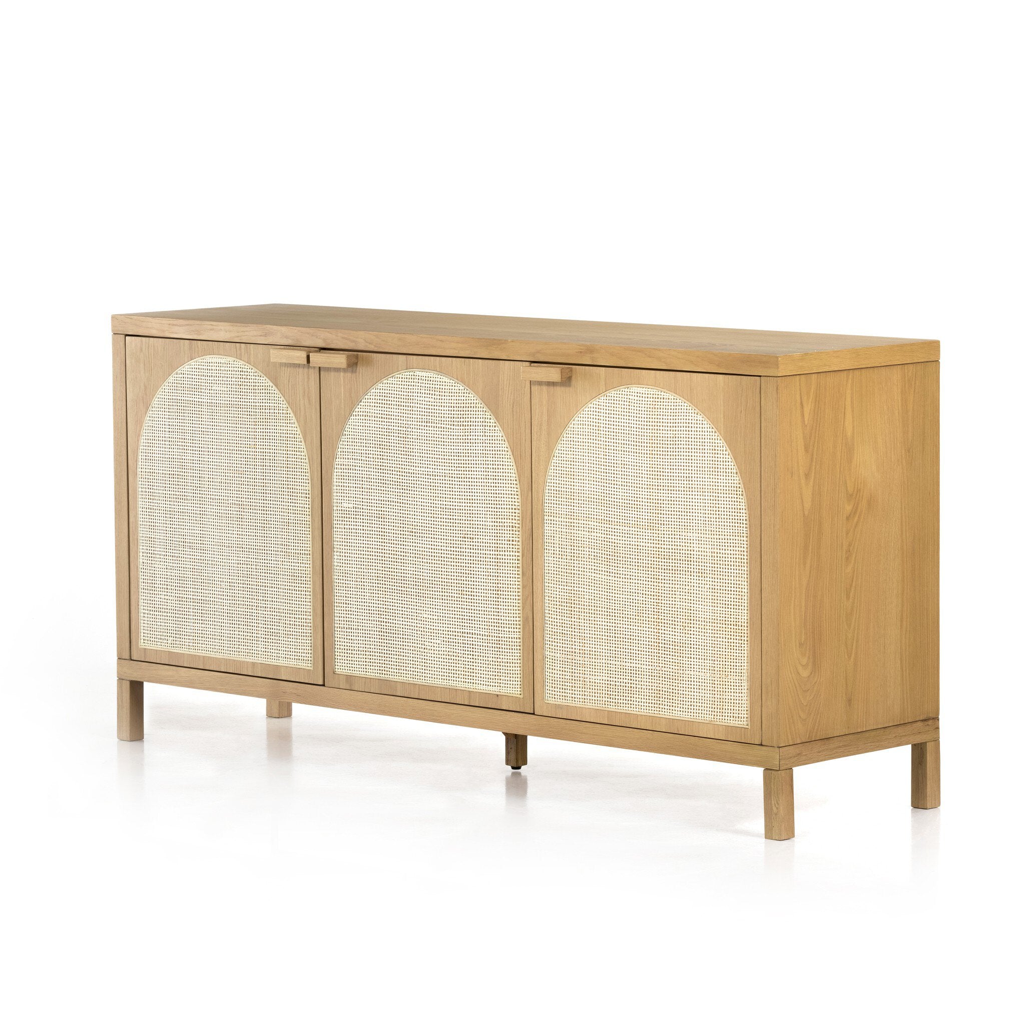 Four Hands Allegra Sideboard — Honey Oak Veneer-Honey Oak-Light Natural Cane