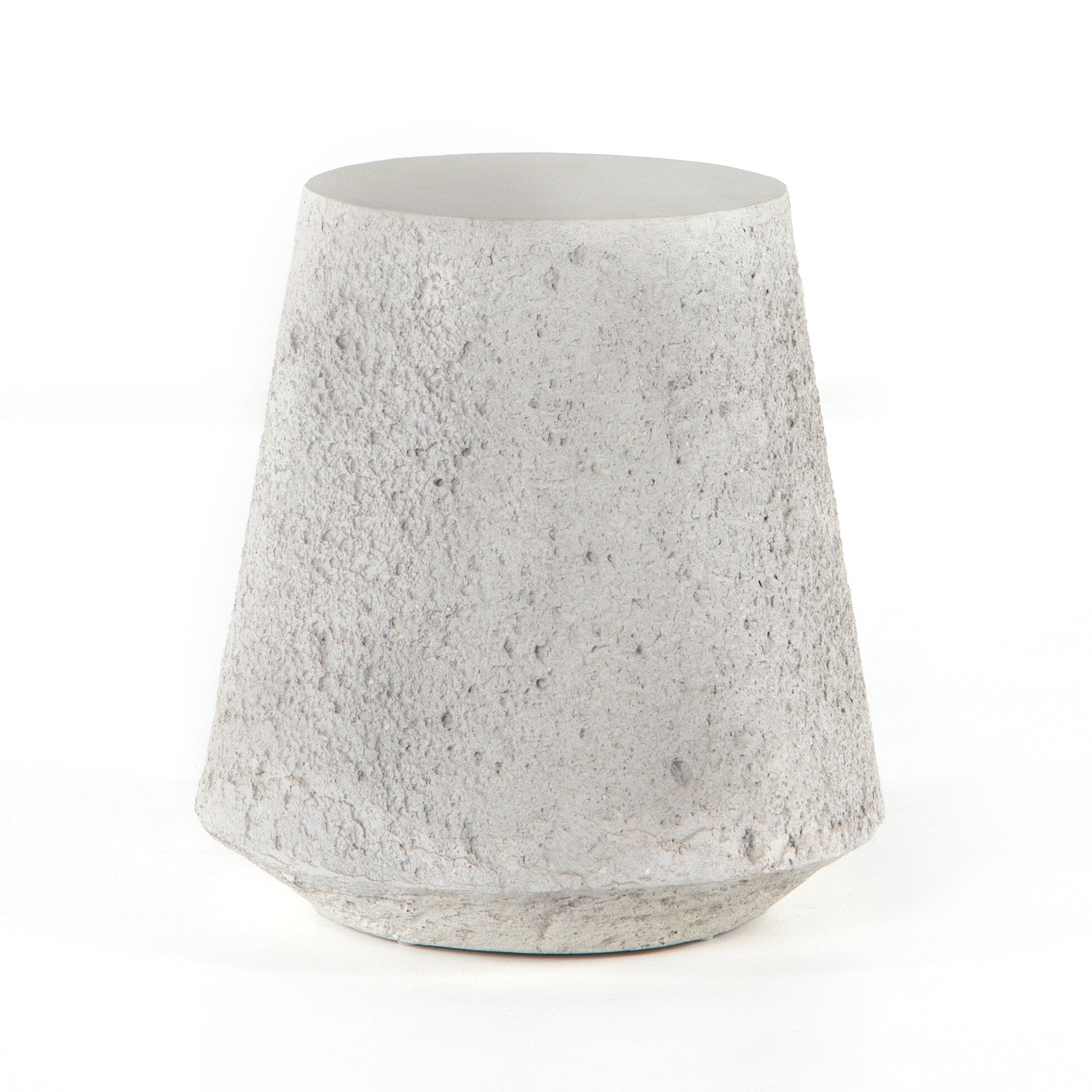 Four Hands Otero Outdoor Tapered End Table — Blanc Stone-Matte Stone