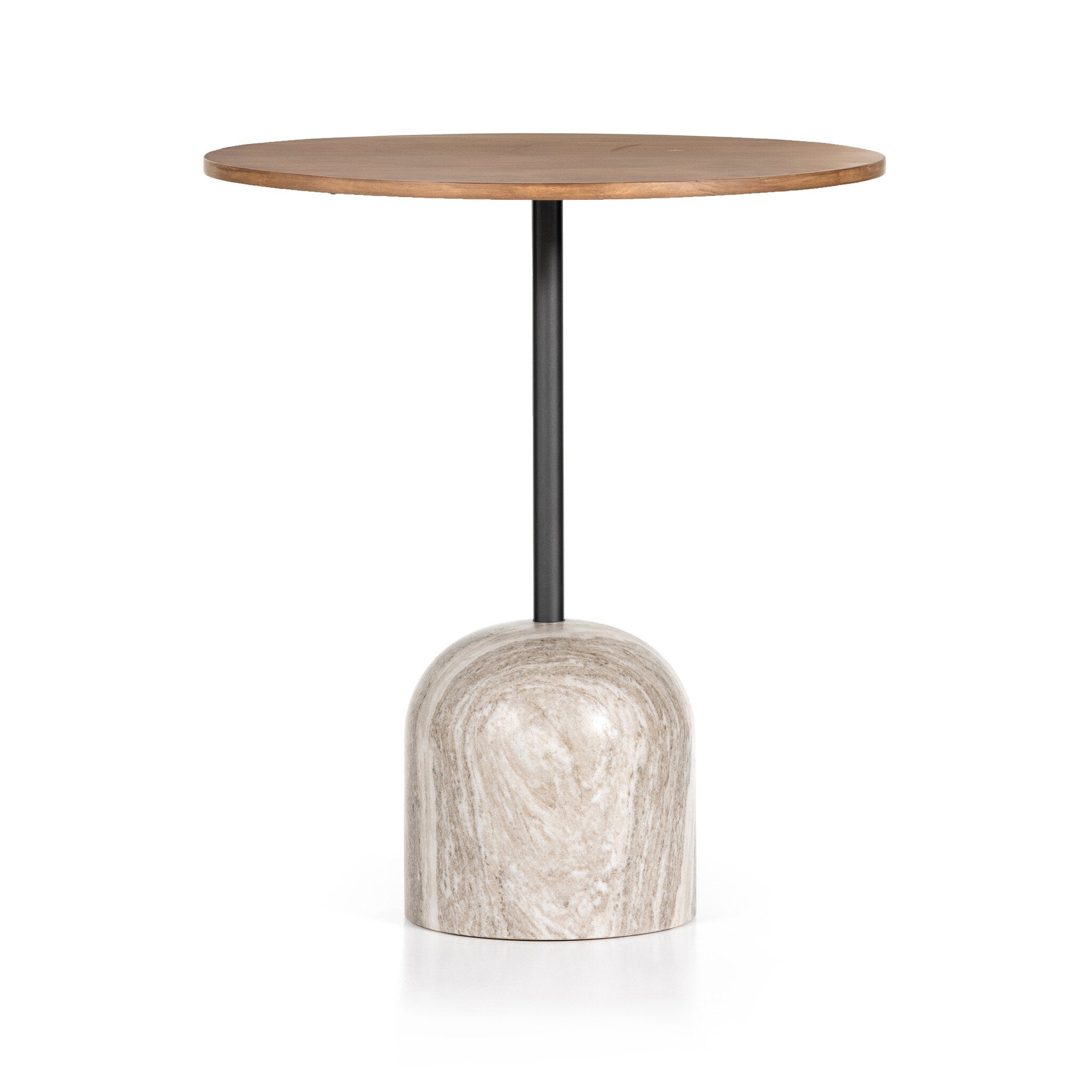 Four Hands Faye Bar + Counter Table — Dark Natural Oak-Antique White Marble-Dark Gunmetal-Counter