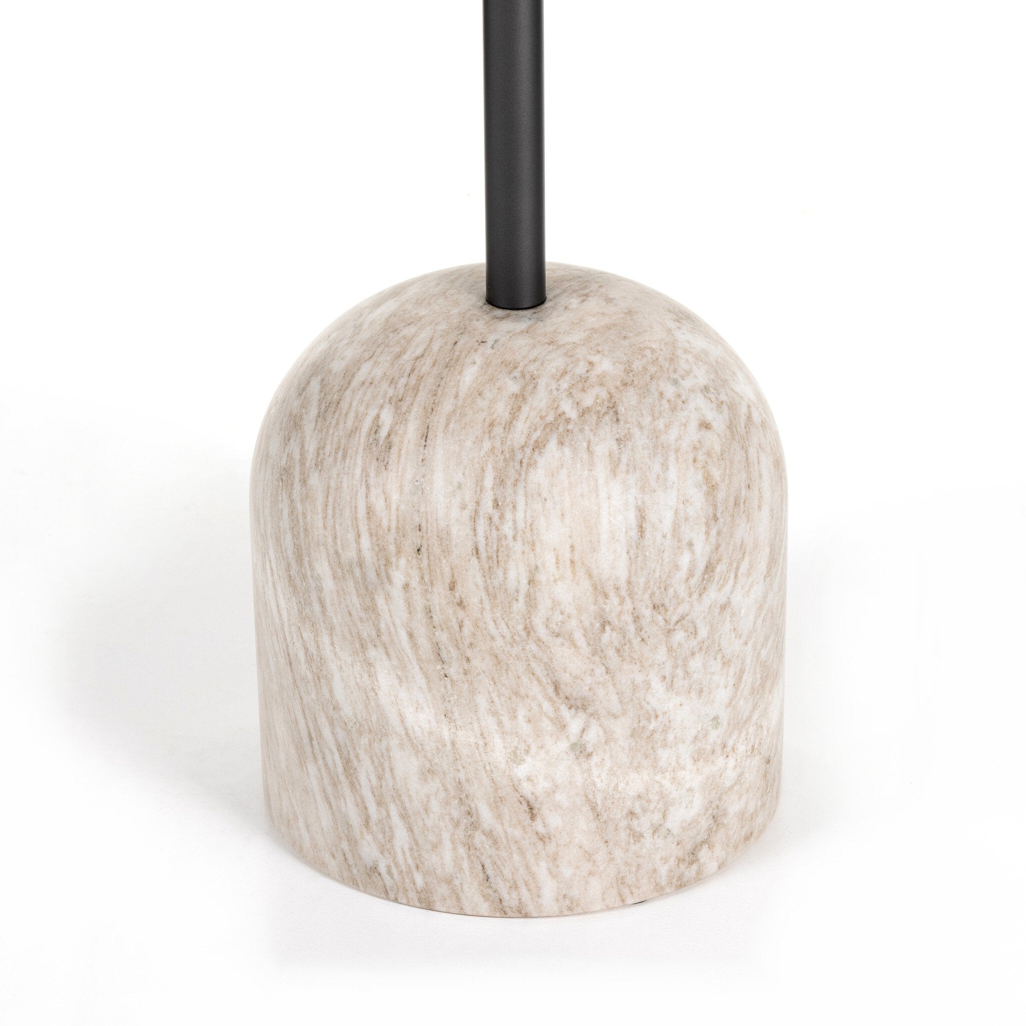 Four Hands Faye Bar + Counter Table — Dark Natural Oak-Antique White Marble-Dark Gunmetal-Bar
