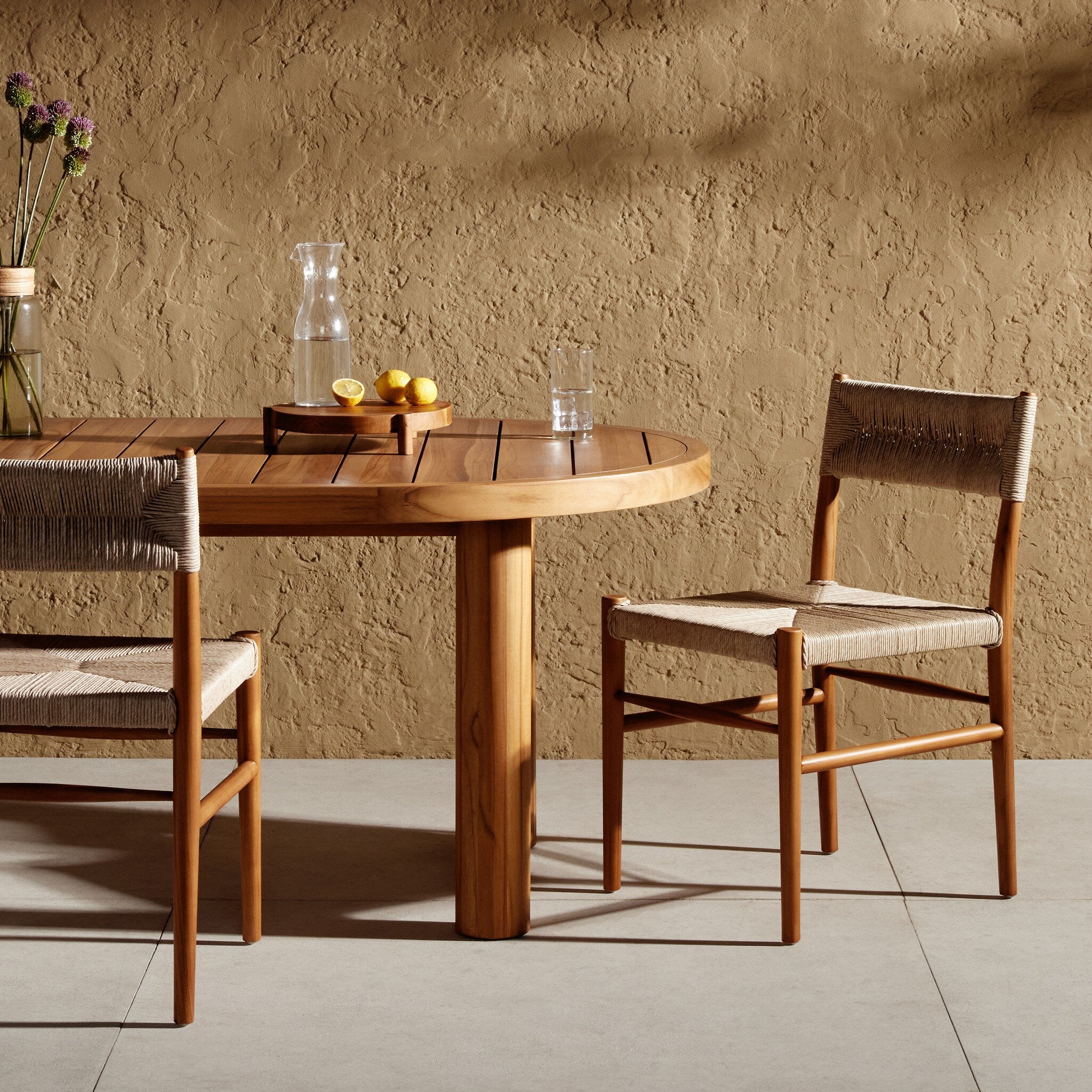 Four Hands Lomas Outdoor Dining Chair — Natural Teak-Vintage White