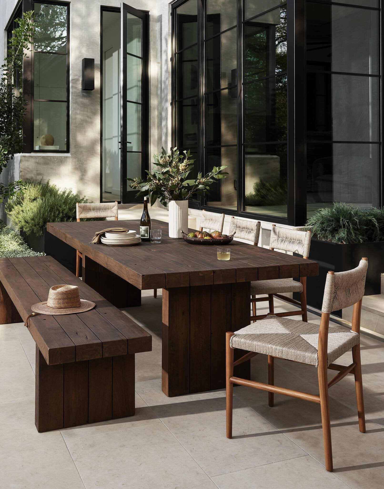 Four Hands Lomas Outdoor Dining Chair — Natural Teak-Vintage White