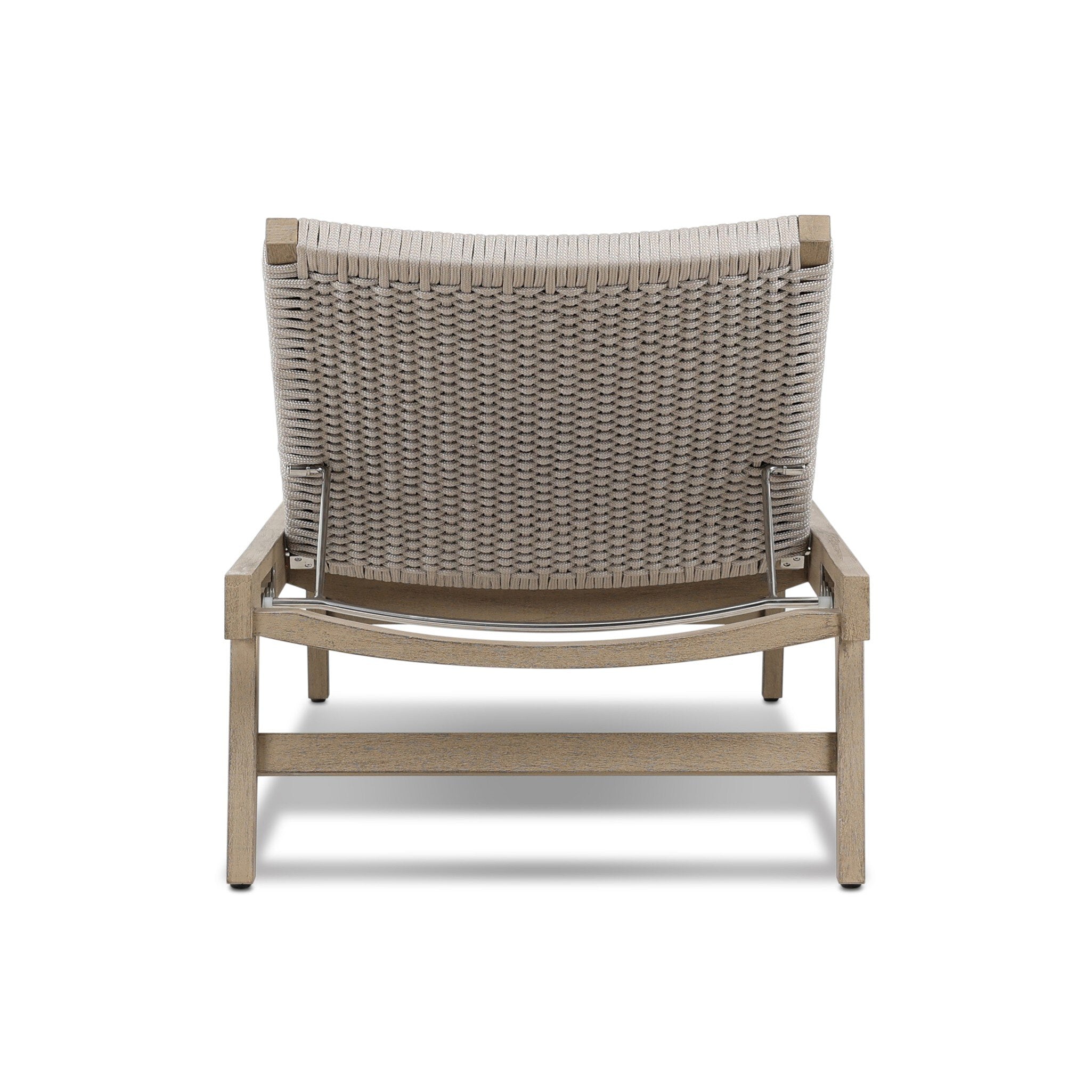 Four Hands Delano Outdoor Chaise — Washed Brown-FSC-Thick Grey Rope