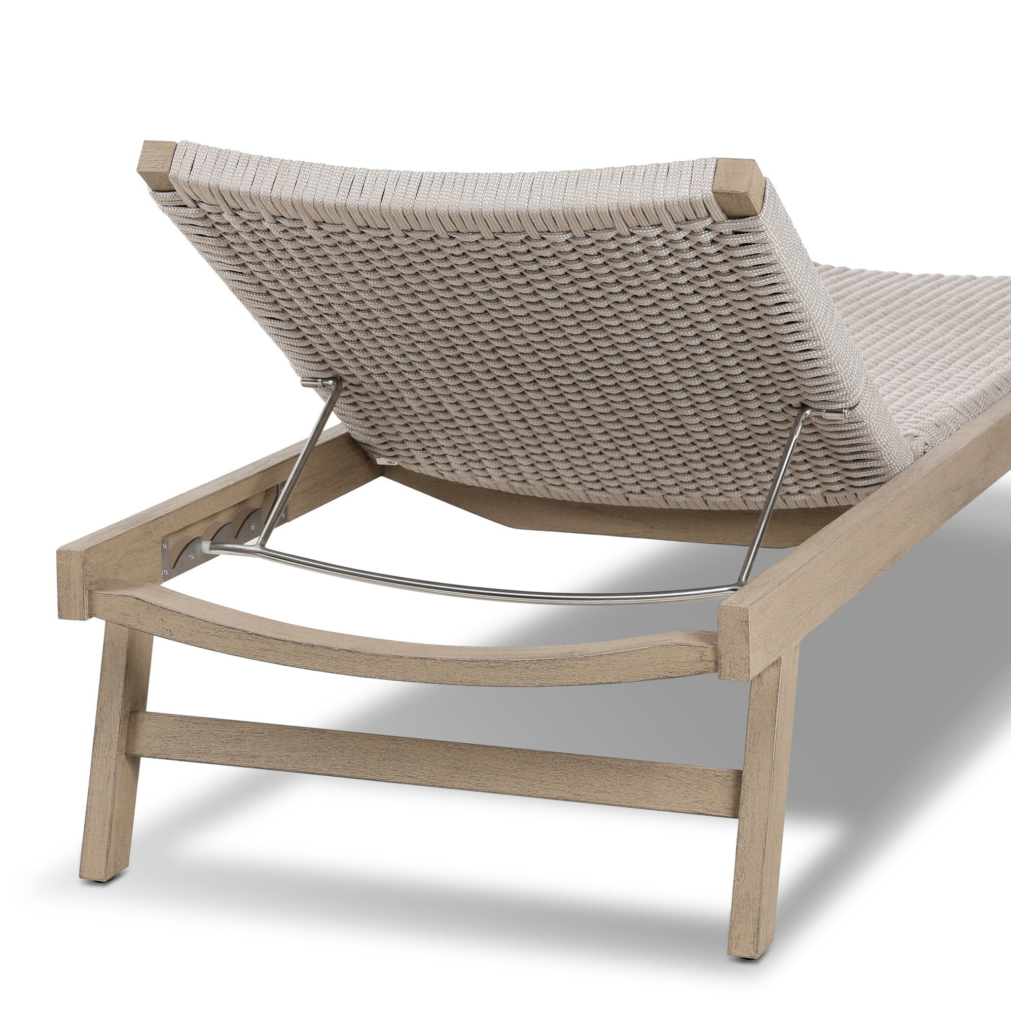 Four Hands Delano Outdoor Chaise — Washed Brown-FSC-Thick Grey Rope