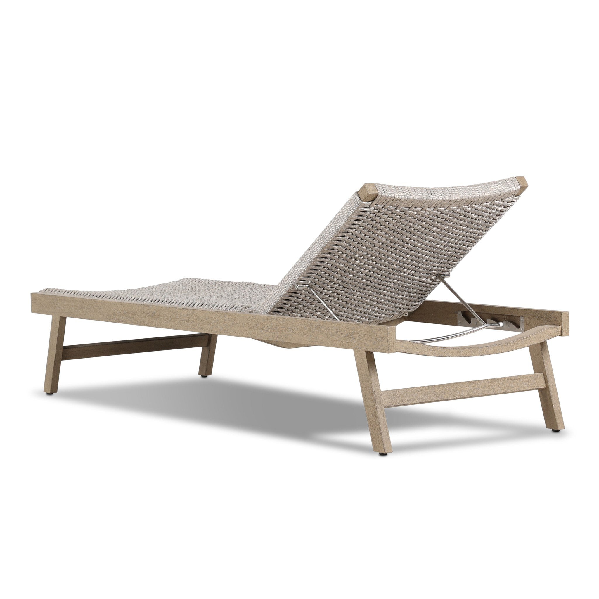 Four Hands Delano Outdoor Chaise — Washed Brown-FSC-Thick Grey Rope