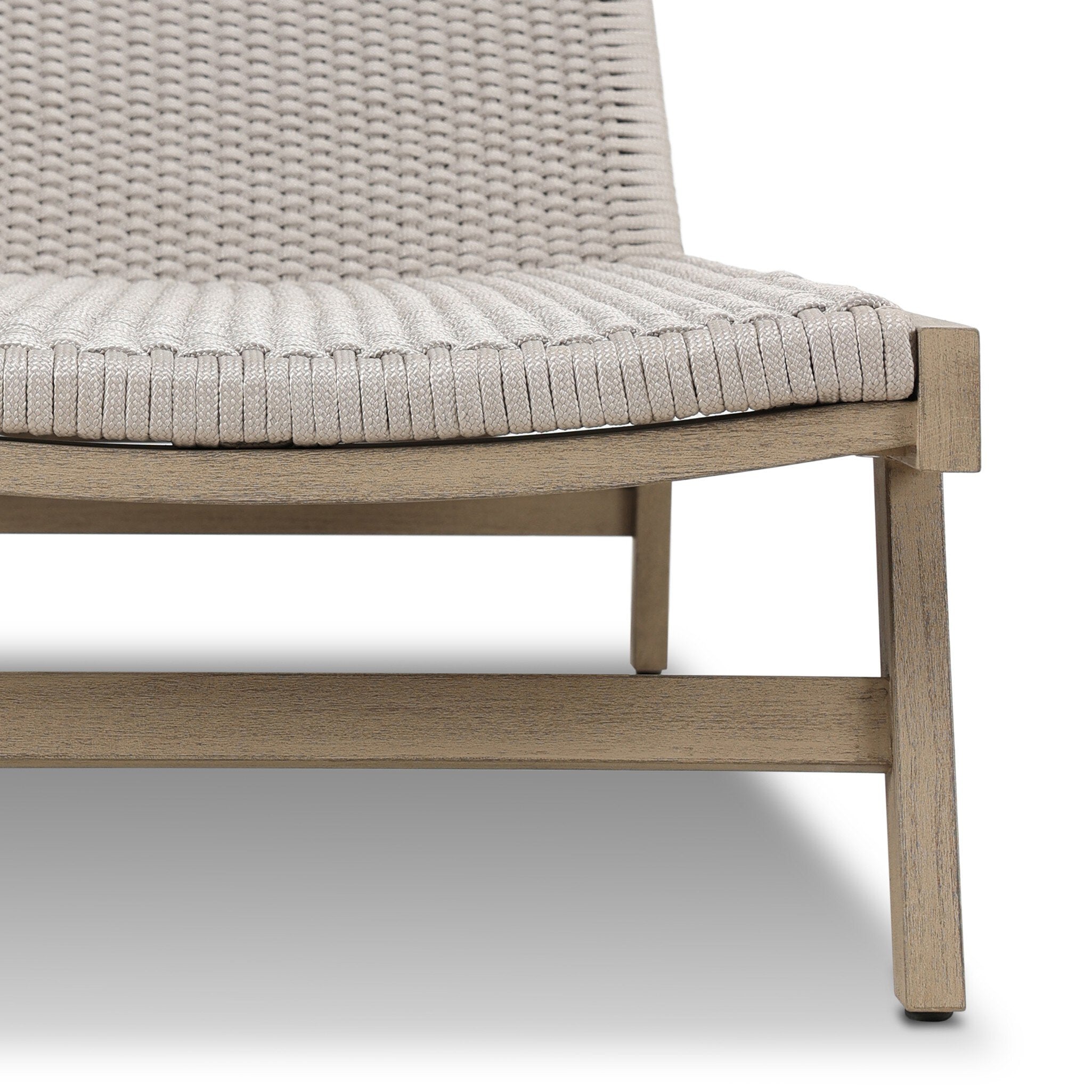 Four Hands Delano Outdoor Chaise — Washed Brown-FSC-Thick Grey Rope