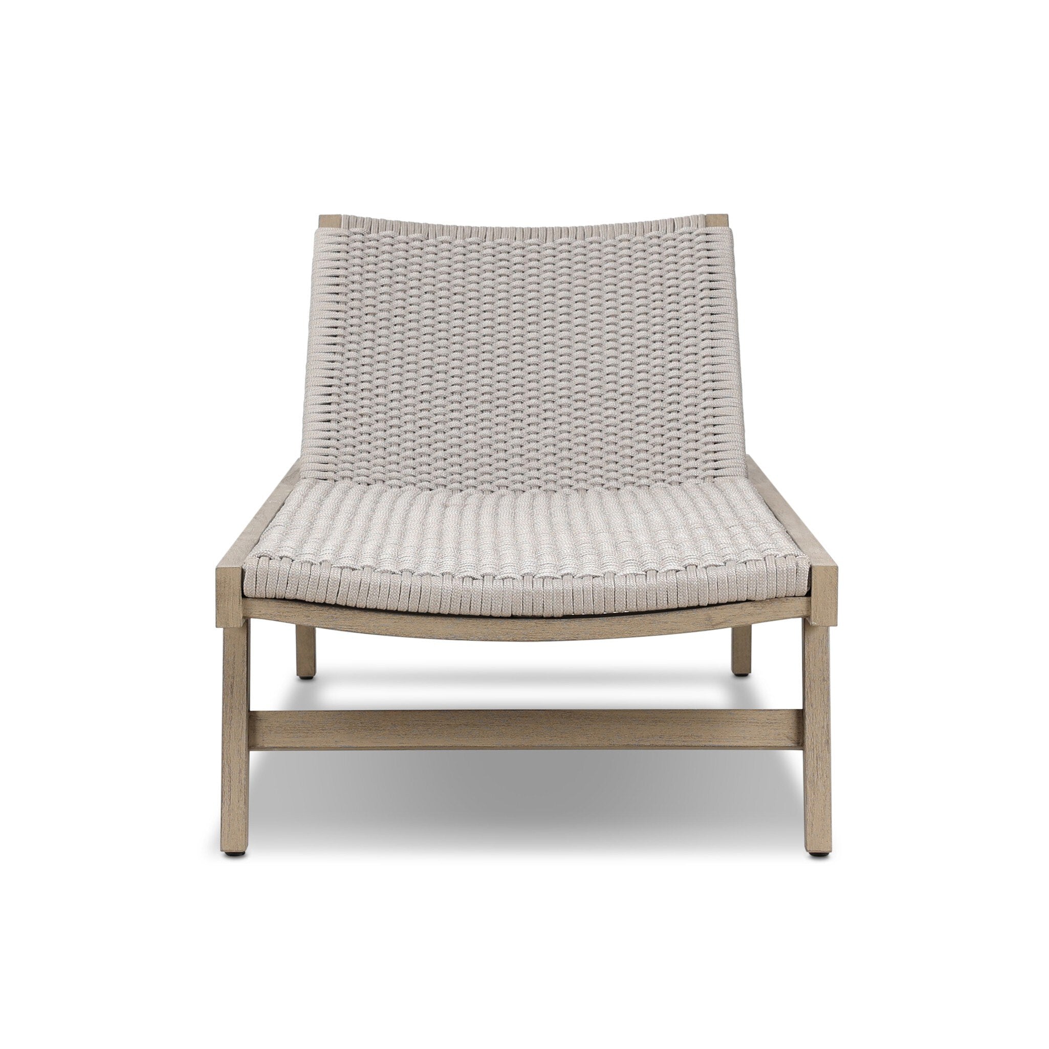 Four Hands Delano Outdoor Chaise — Washed Brown-FSC-Thick Grey Rope