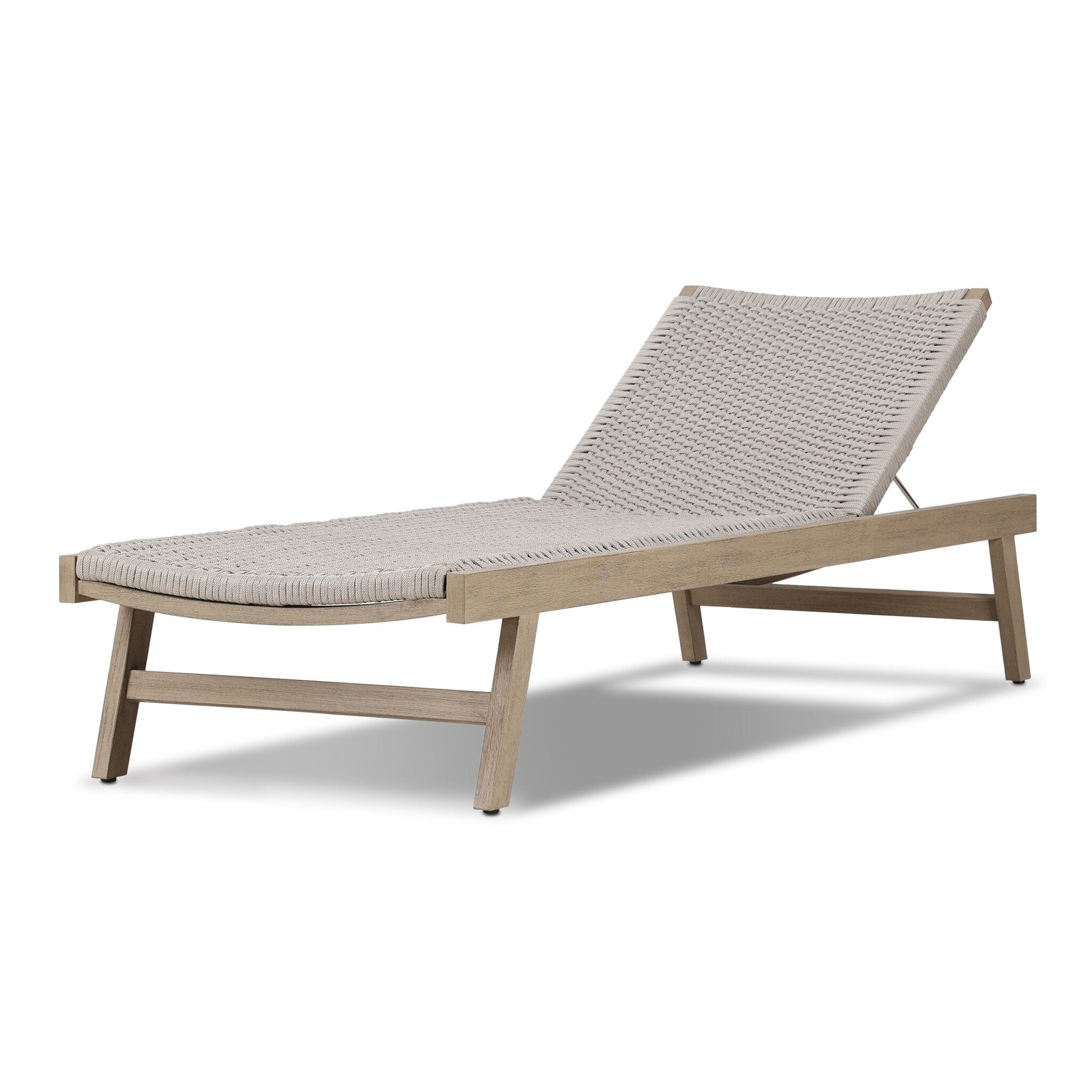 Four Hands Delano Outdoor Chaise — Washed Brown-FSC-Thick Grey Rope