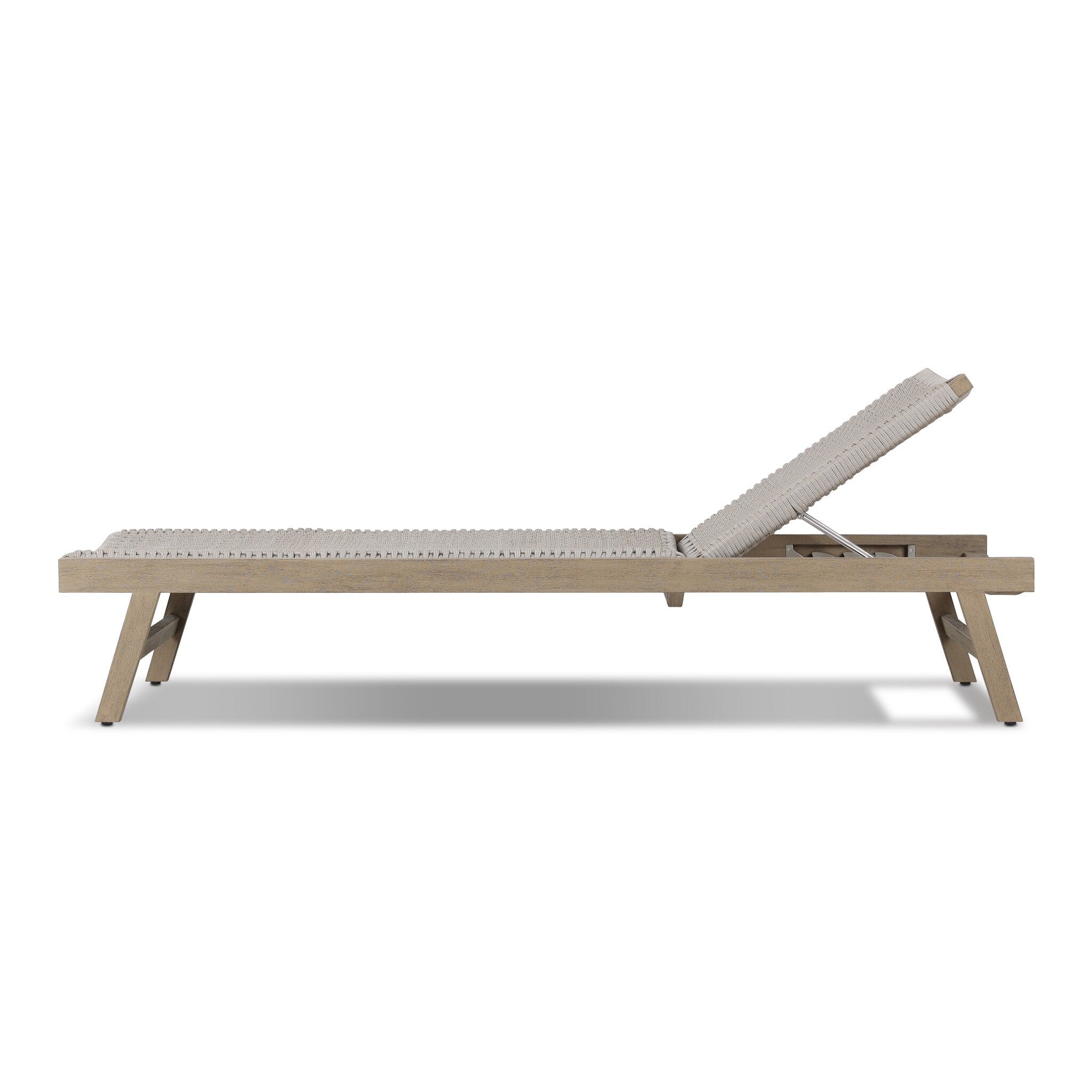 Four Hands Delano Outdoor Chaise — Washed Brown-FSC-Thick Grey Rope
