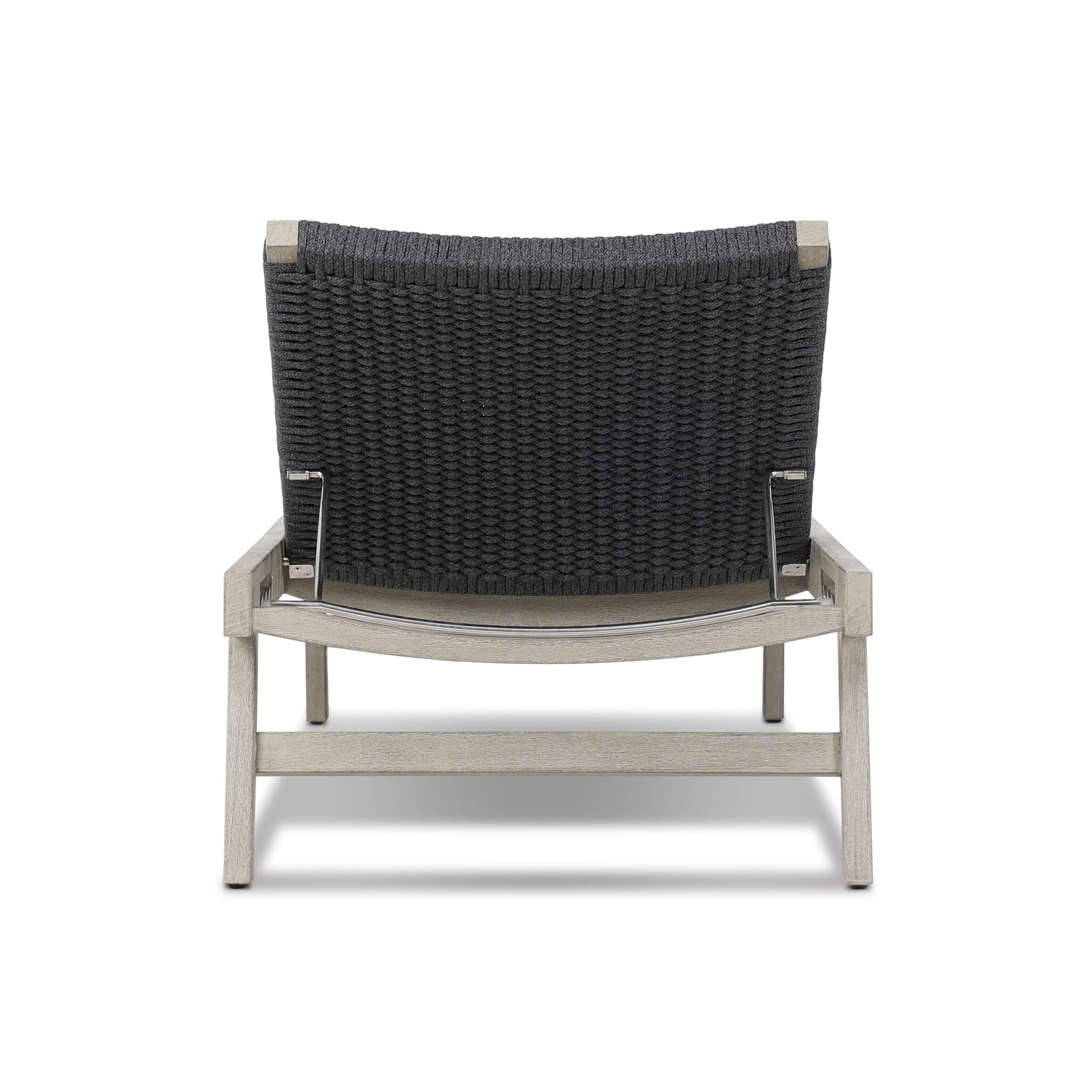 Four Hands Delano Outdoor Chaise — Weathered Grey-FSC-Thick Dark Grey Rope