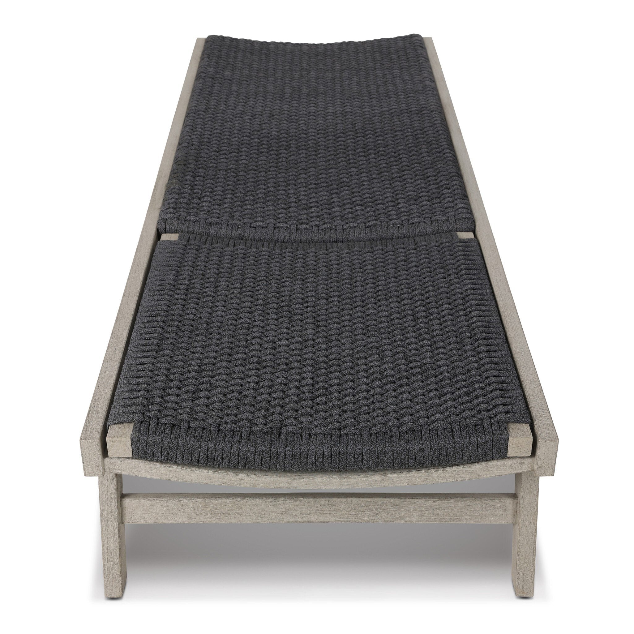 Four Hands Delano Outdoor Chaise — Weathered Grey-FSC-Thick Dark Grey Rope
