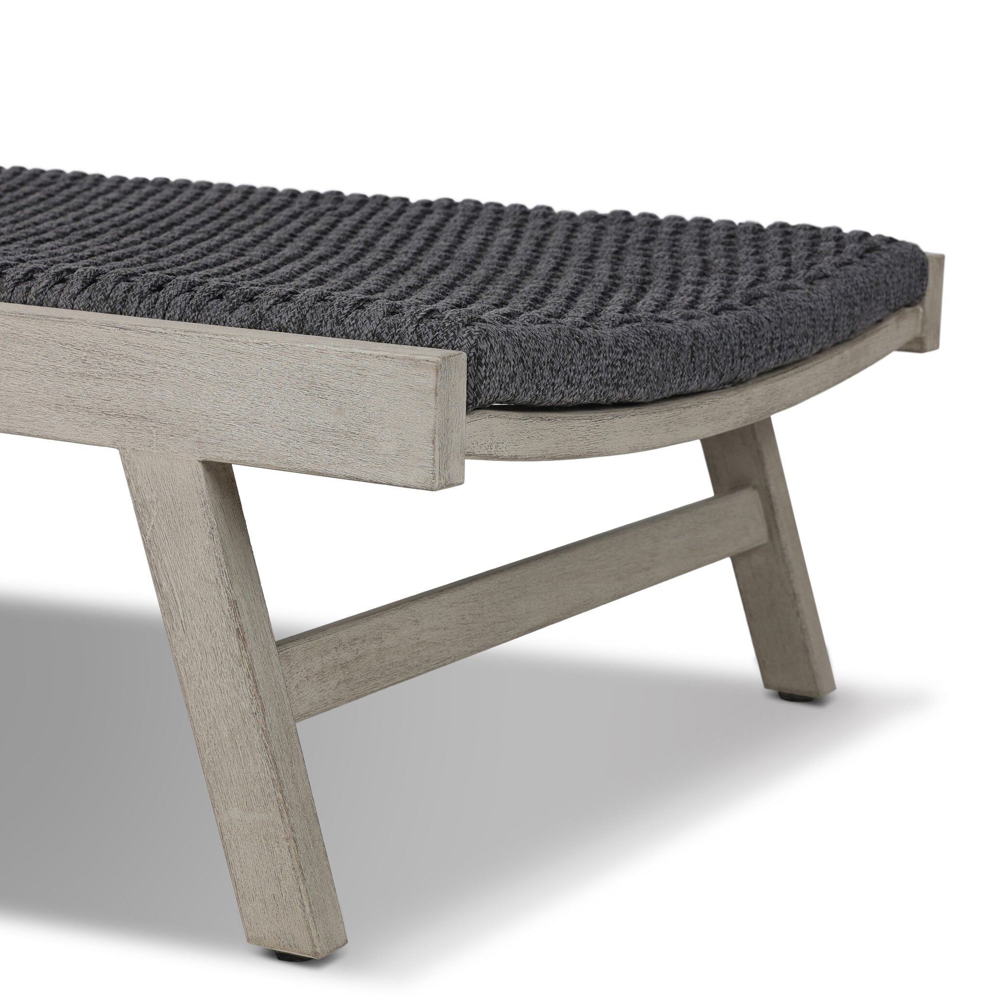 Four Hands Delano Outdoor Chaise — Weathered Grey-FSC-Thick Dark Grey Rope