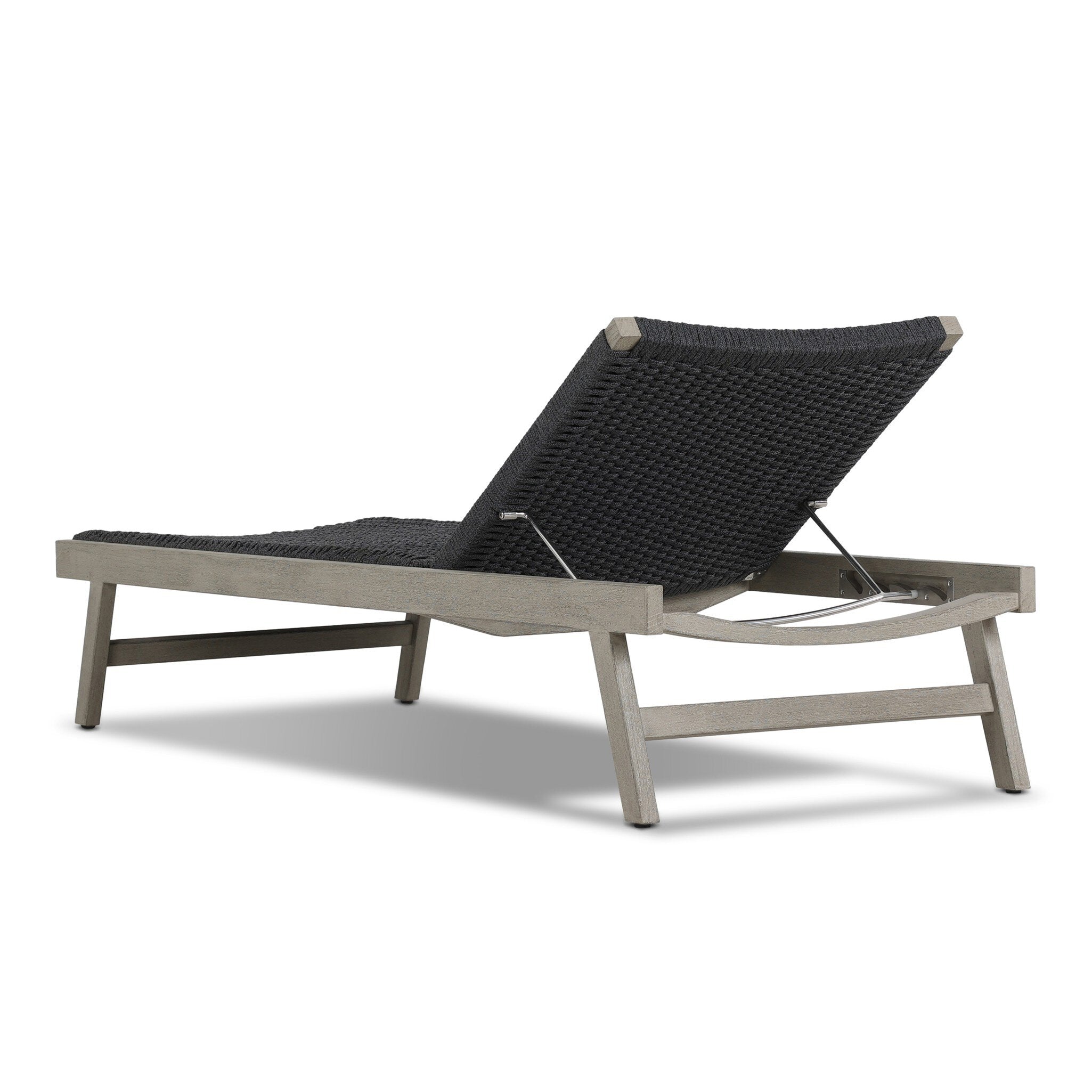 Four Hands Delano Outdoor Chaise — Weathered Grey-FSC-Thick Dark Grey Rope